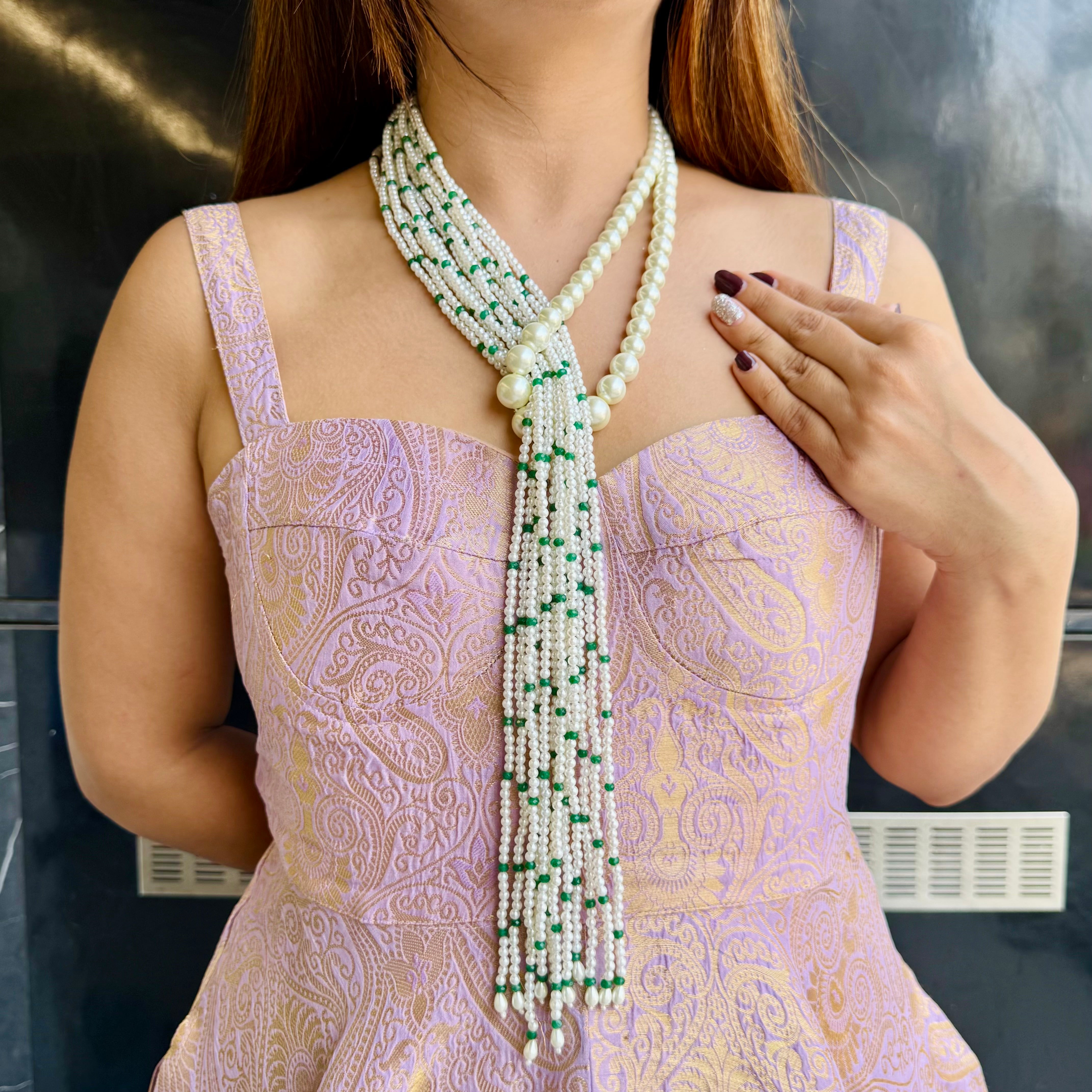 Nayaab Sara Pearl Long Neckpiece