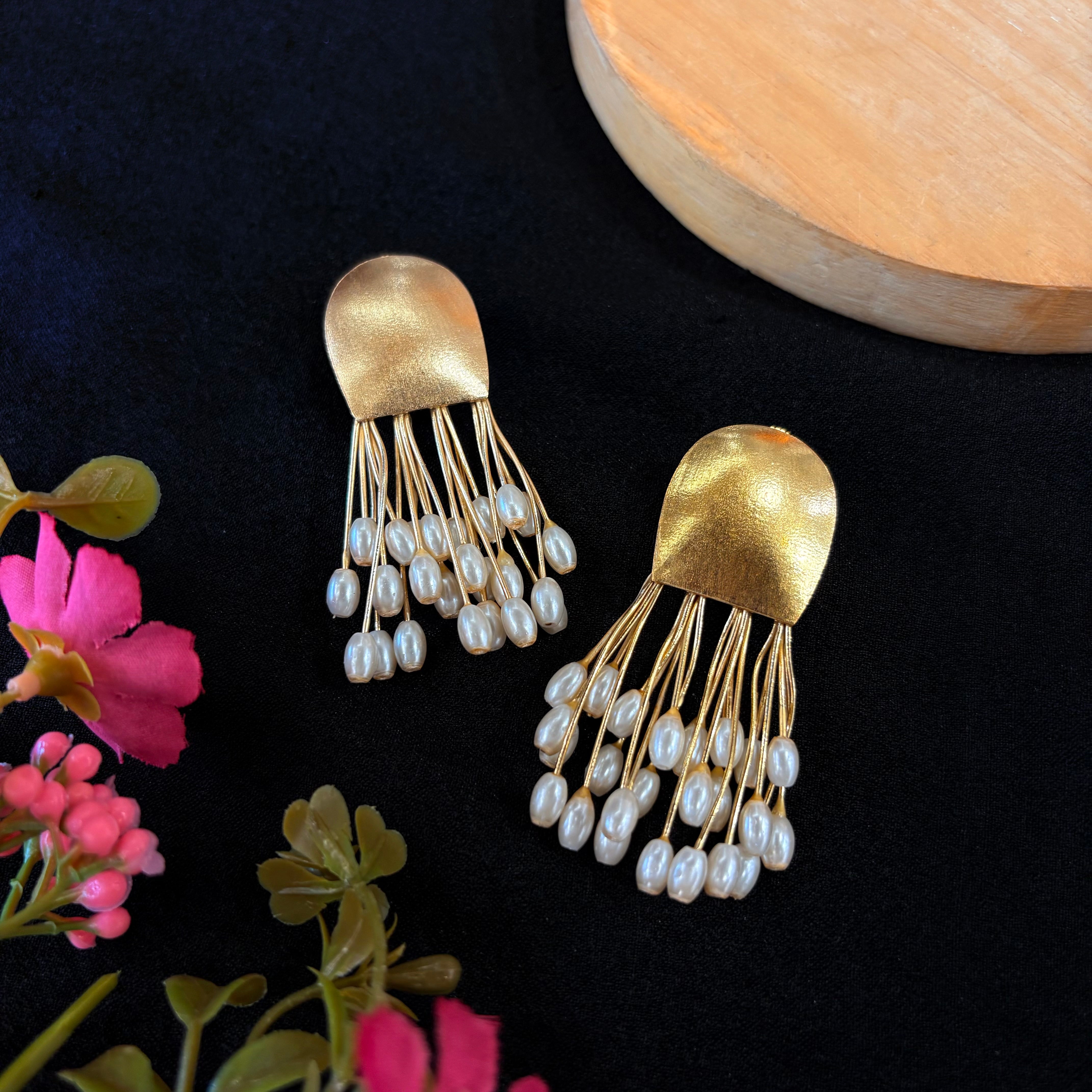 Pearl Cascade Tassel Earrings