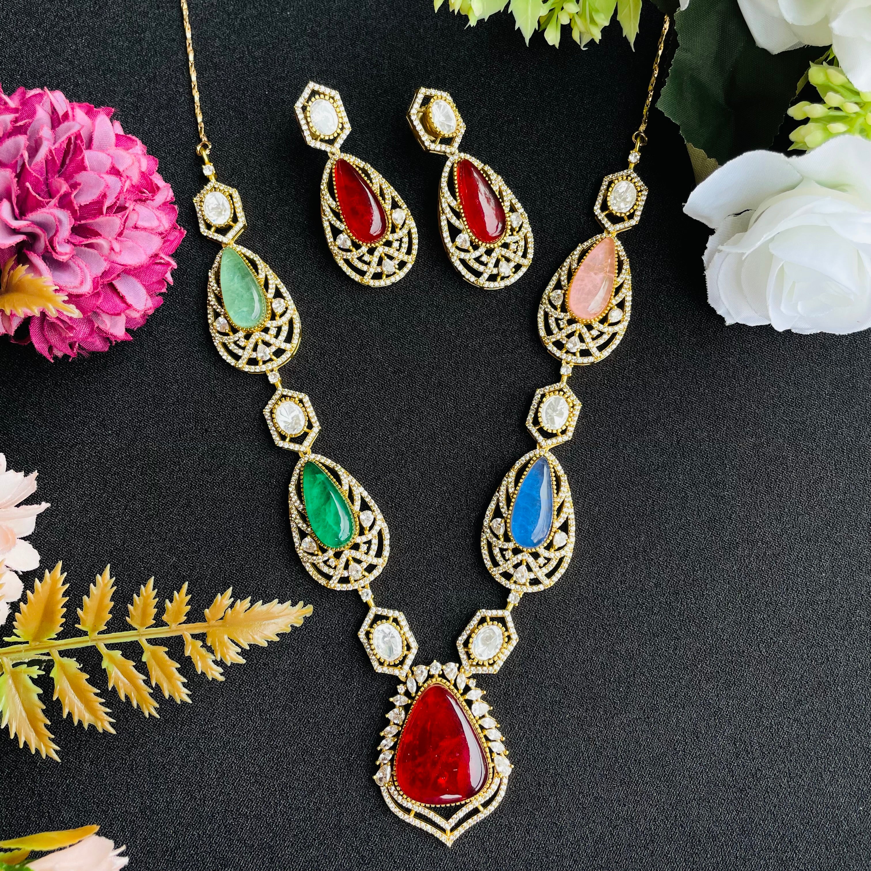 Nayaab Binal Multi Polki Neckpiece