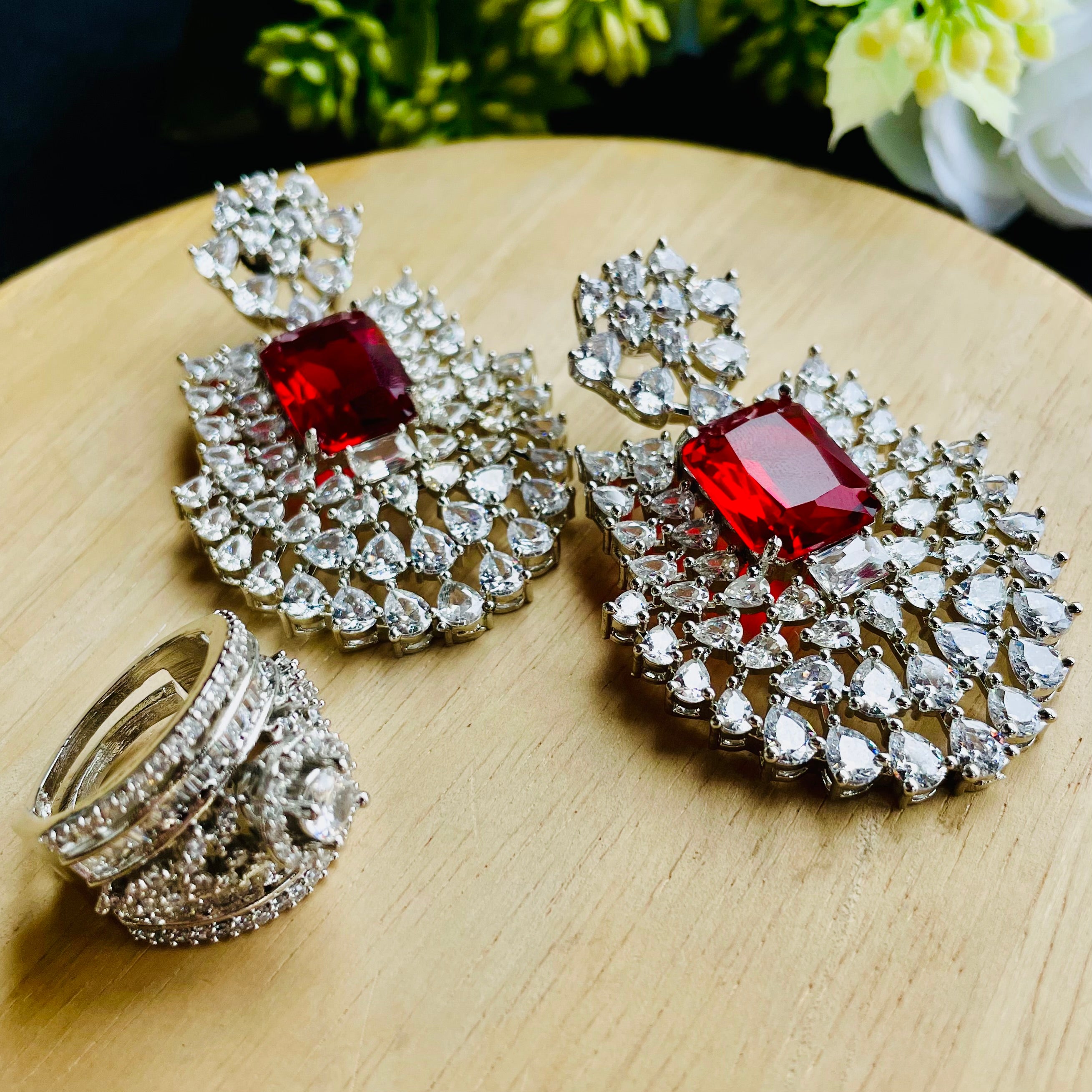 Ad Opal earrings and ring combo