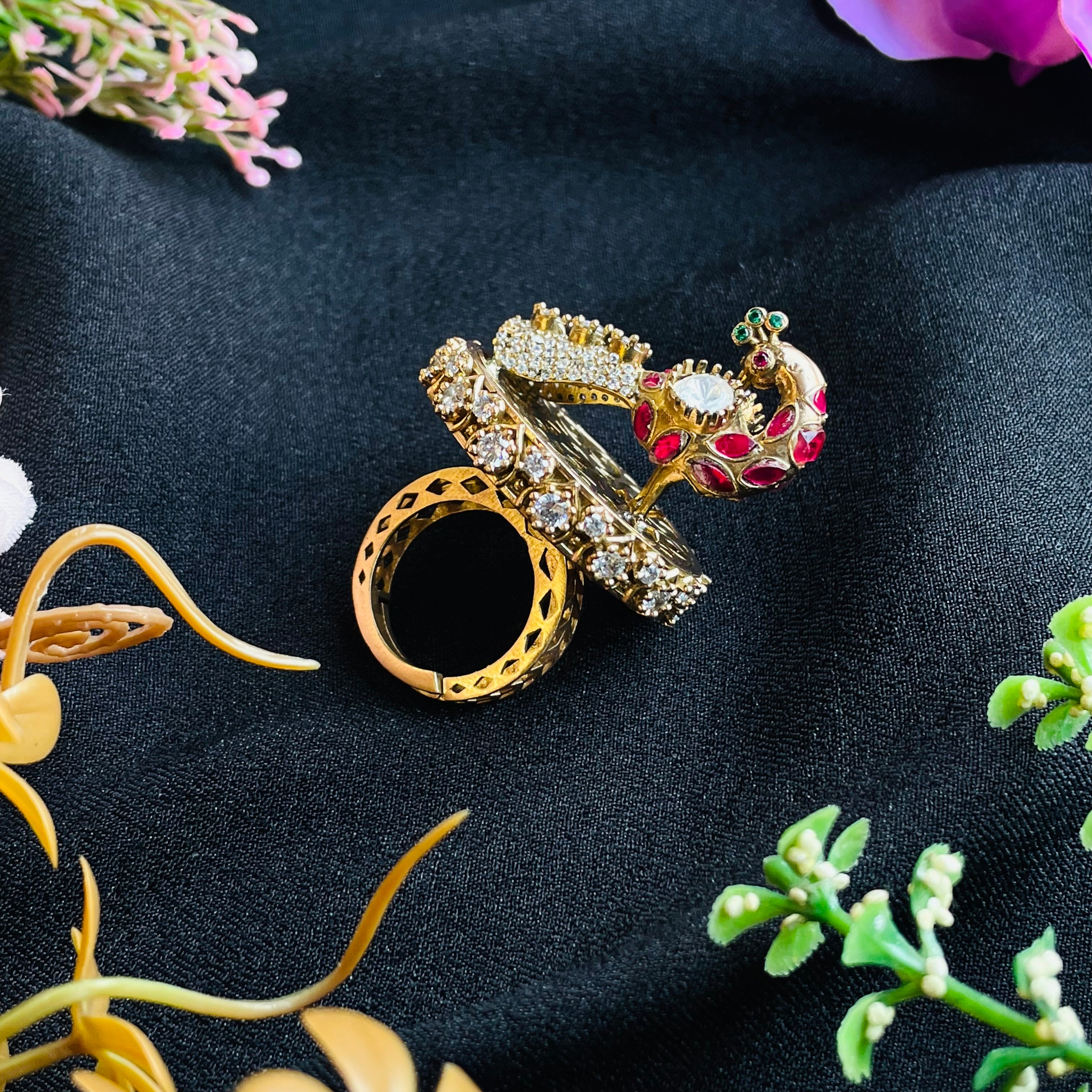 Nayaab peacock ring adjustable