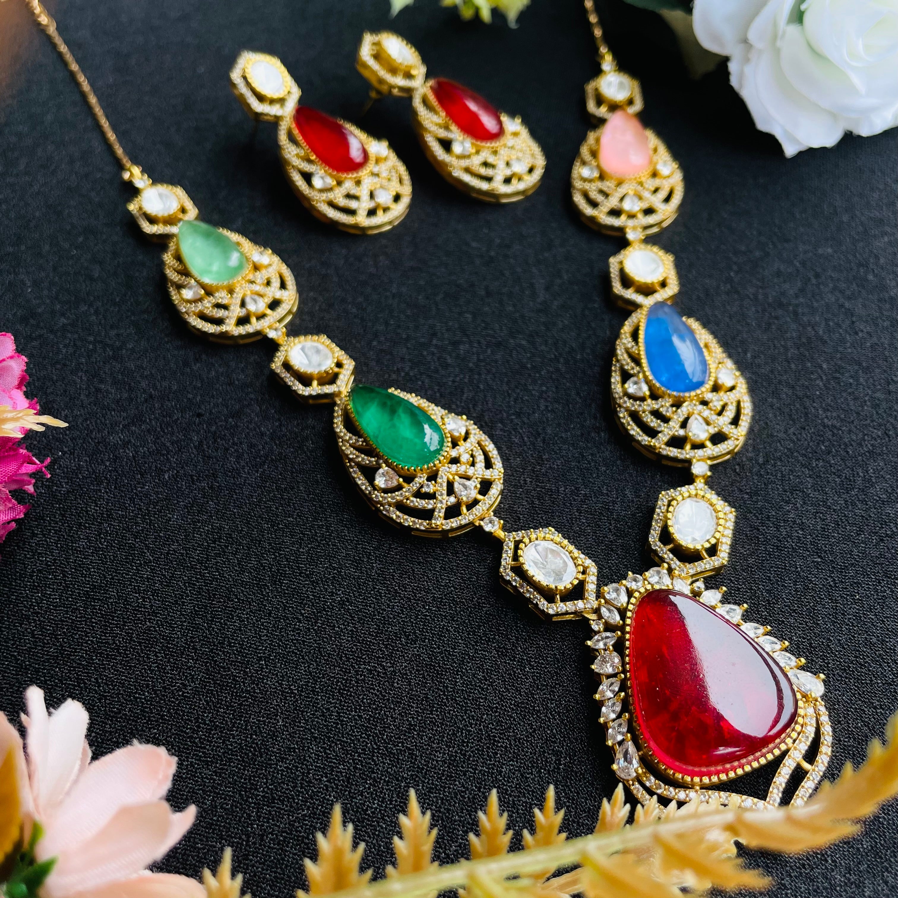 Nayaab Binal Multi Polki Neckpiece