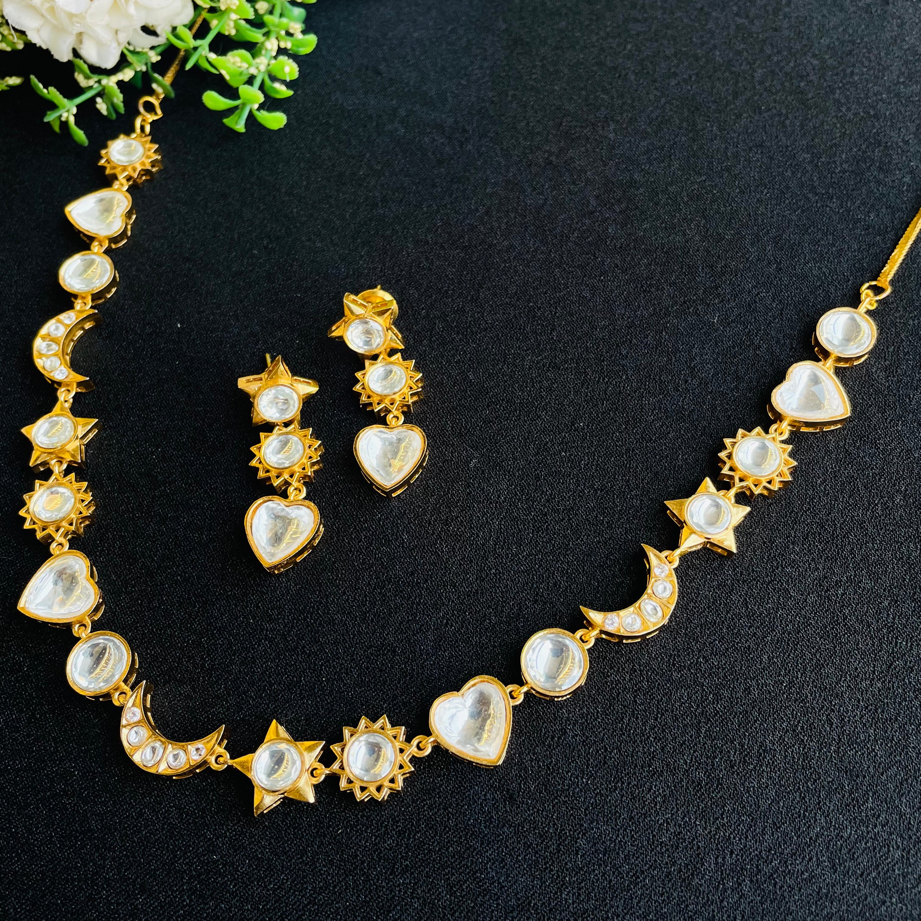 Nayaab Multi Stars Polki Neckpiece