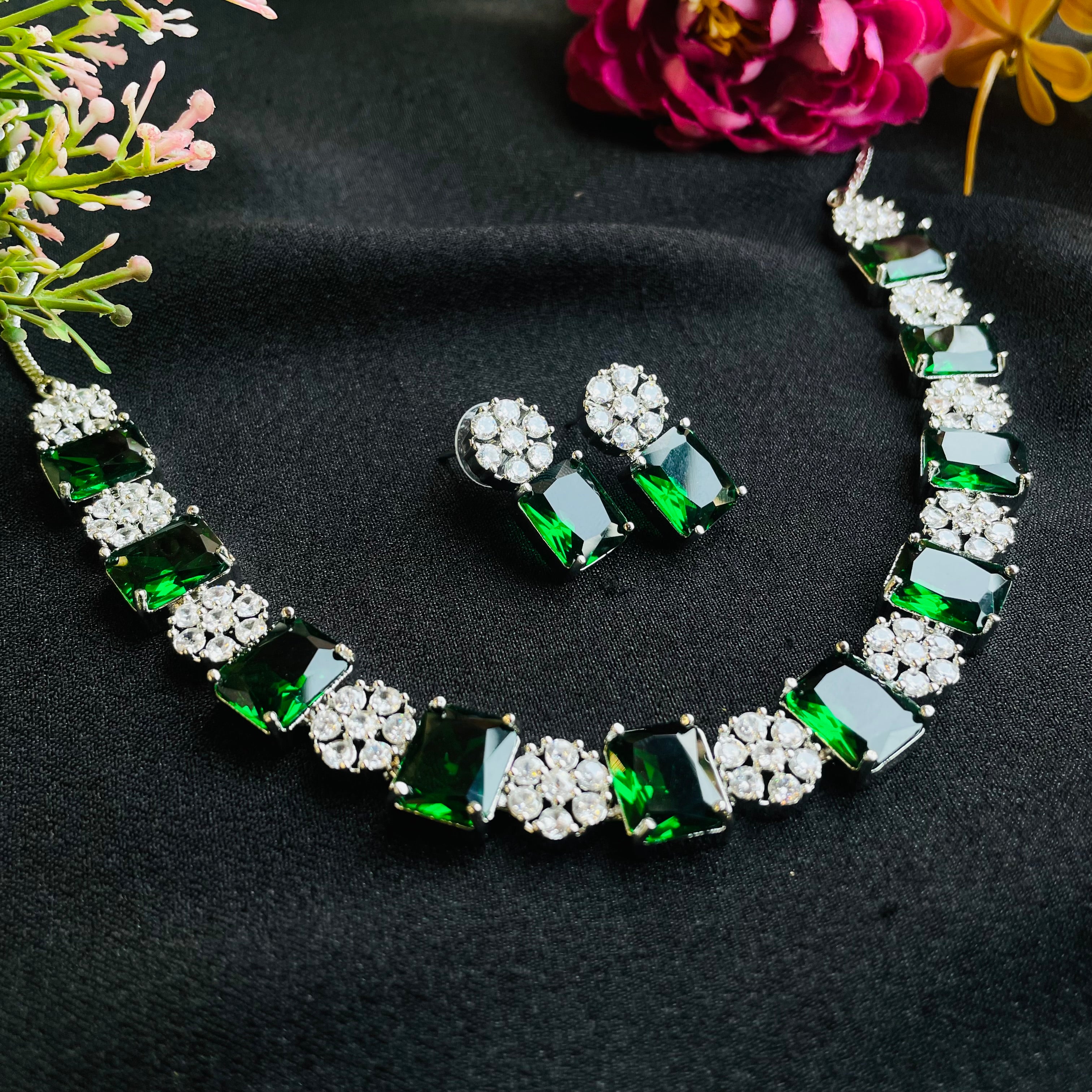 Ad leena Neckpiece with ring bracelet combo adjustable