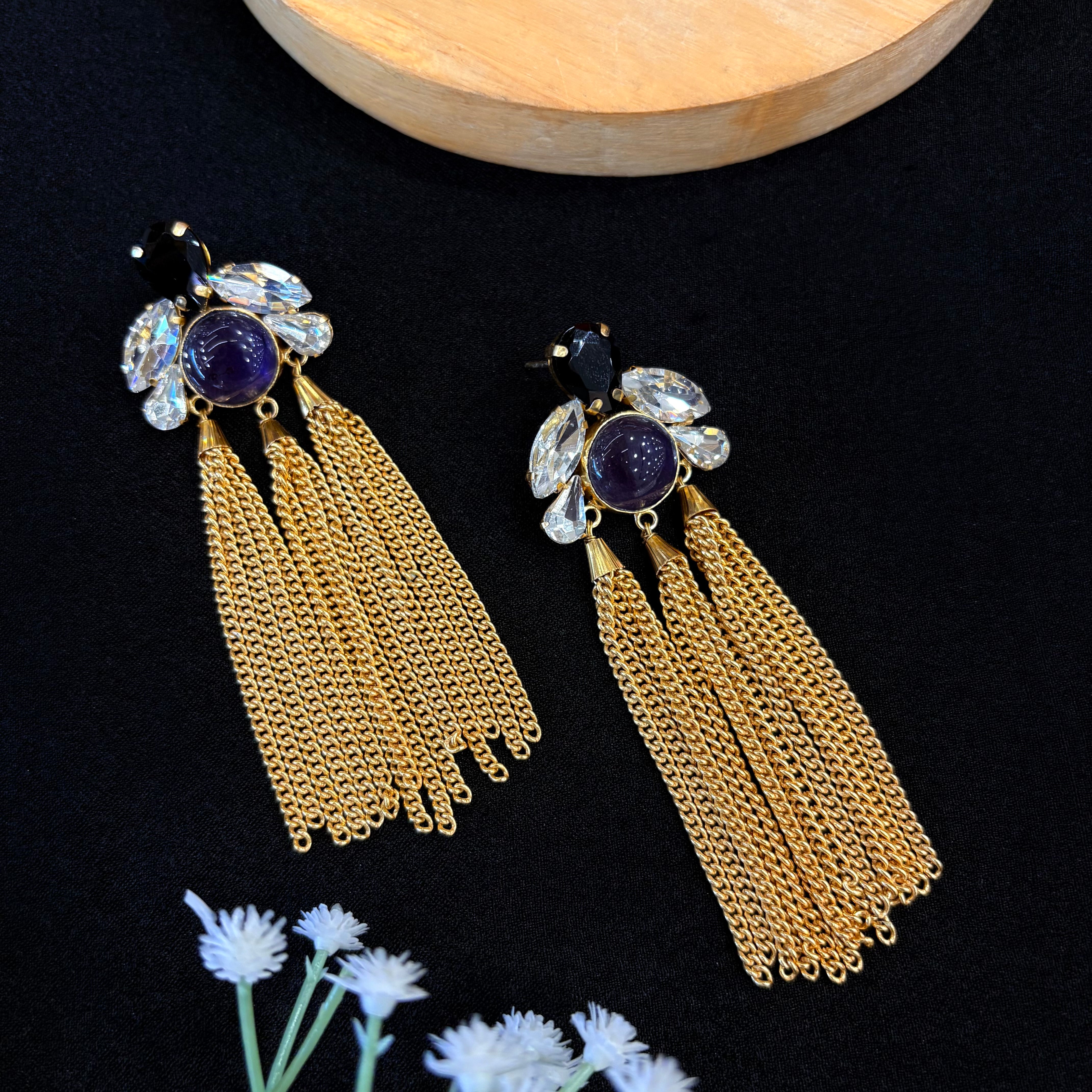 Amethyst Noir Cascade Earrings