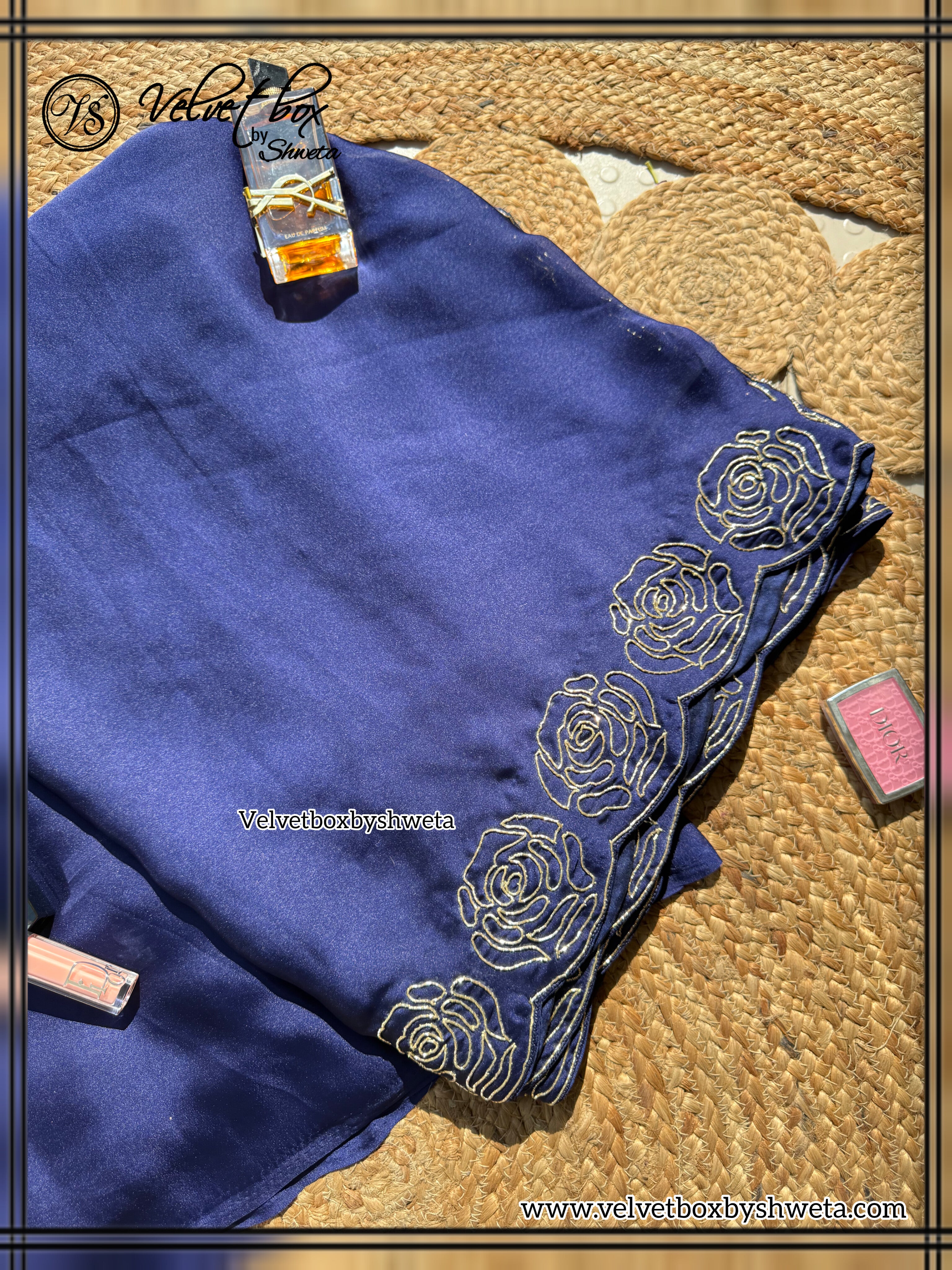 Rose Blue Saree