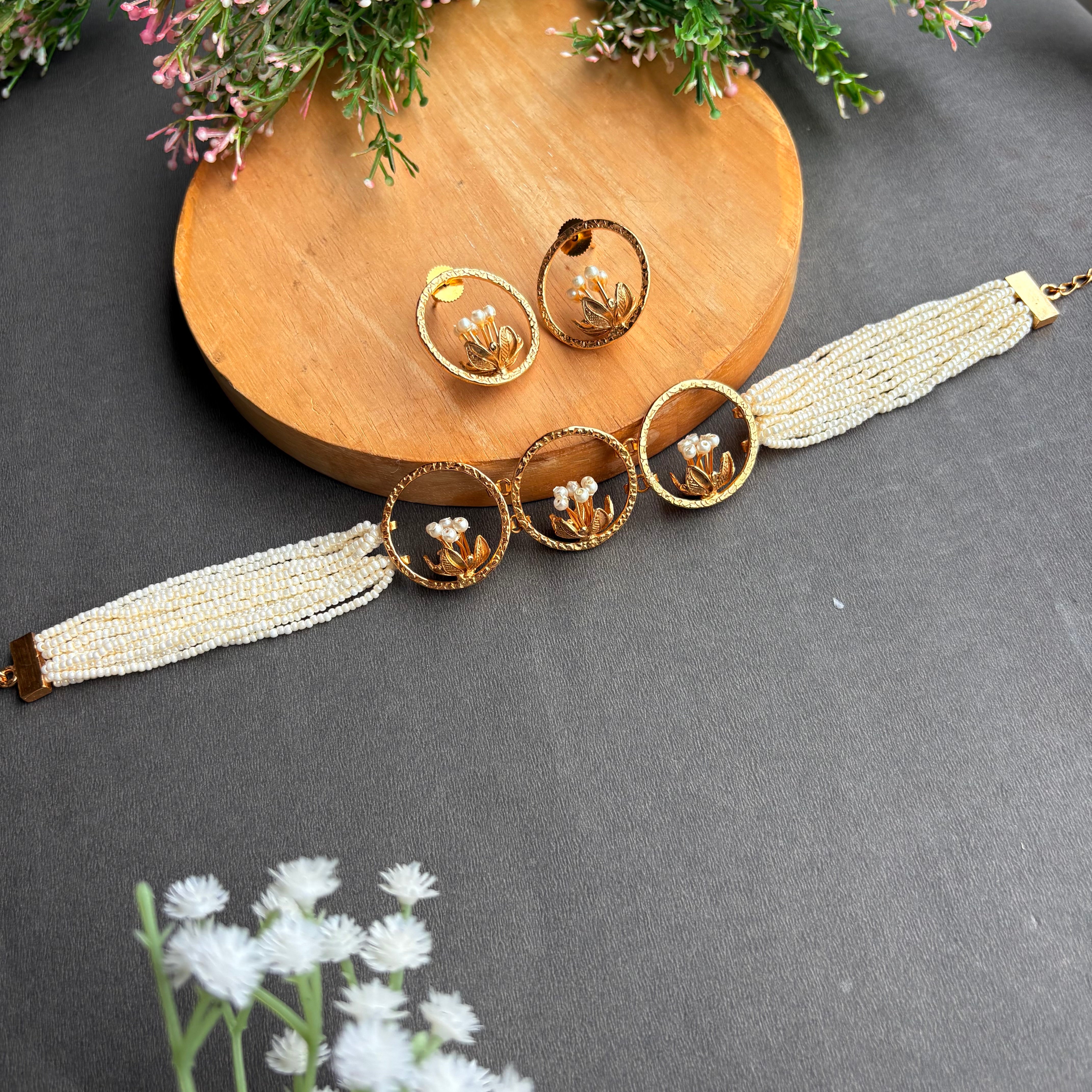 Meher Pearl Floral Choker