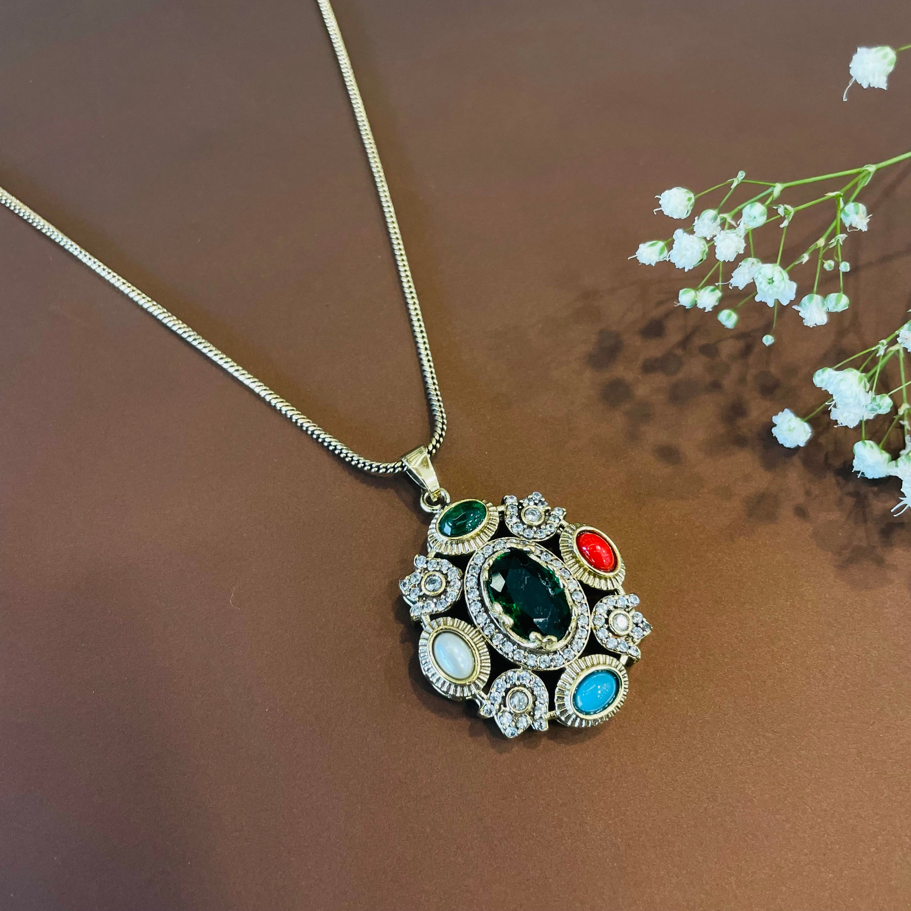 Nayaab Tarini Combo set - pendant,studs,ring-adjustable