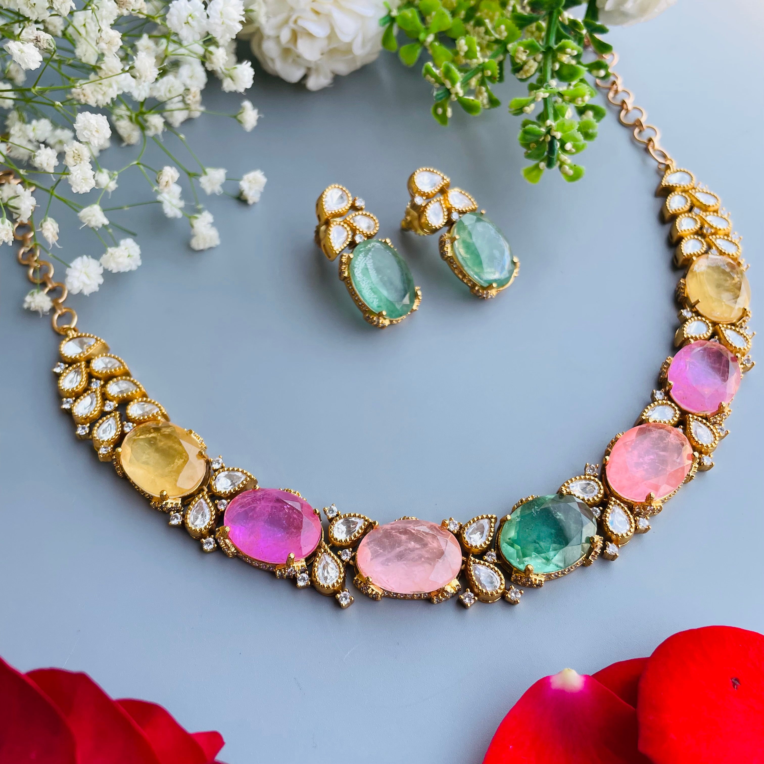 Nayaab Navratna Multi  Neckpiece