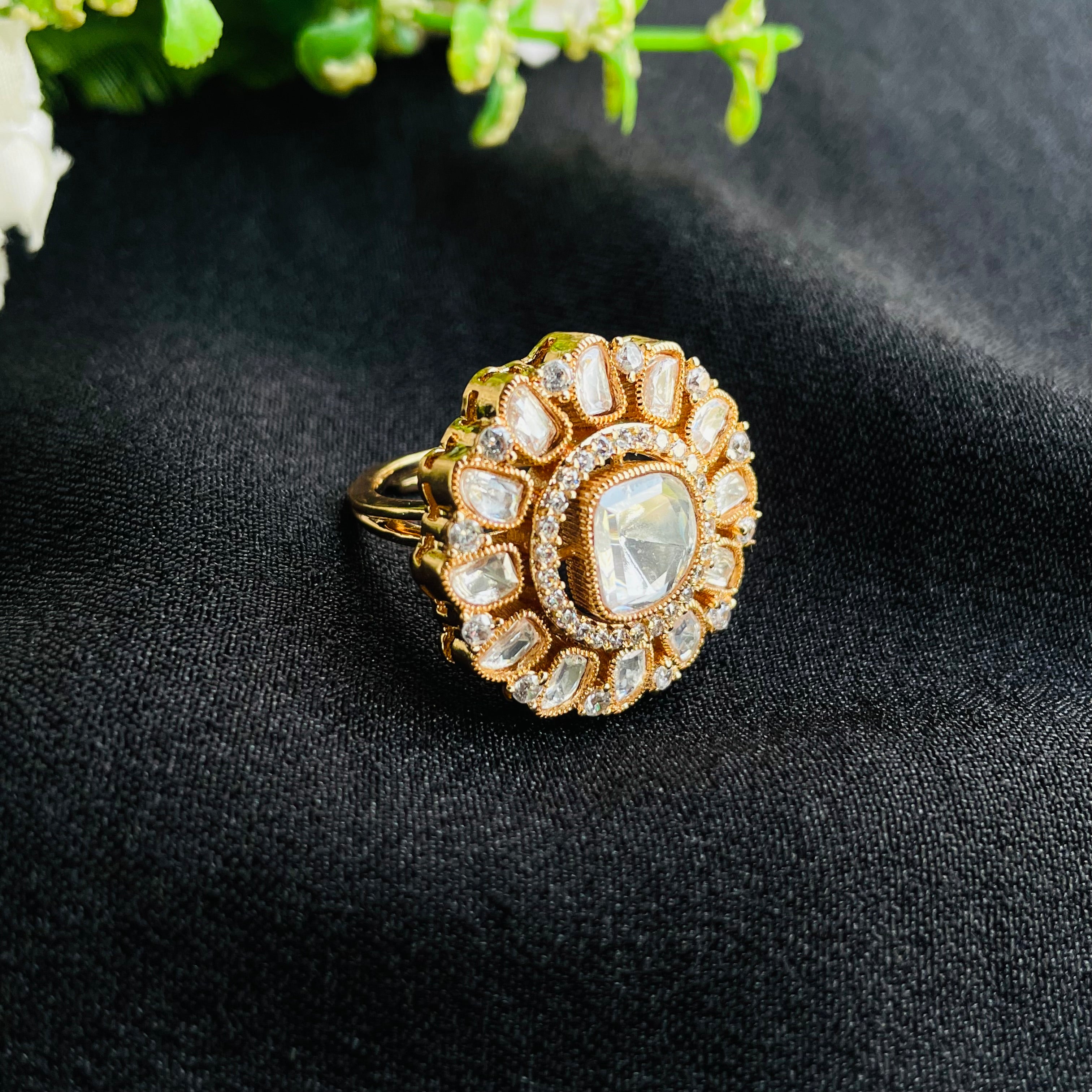 Nayaab Alima Polki Ring adjustable