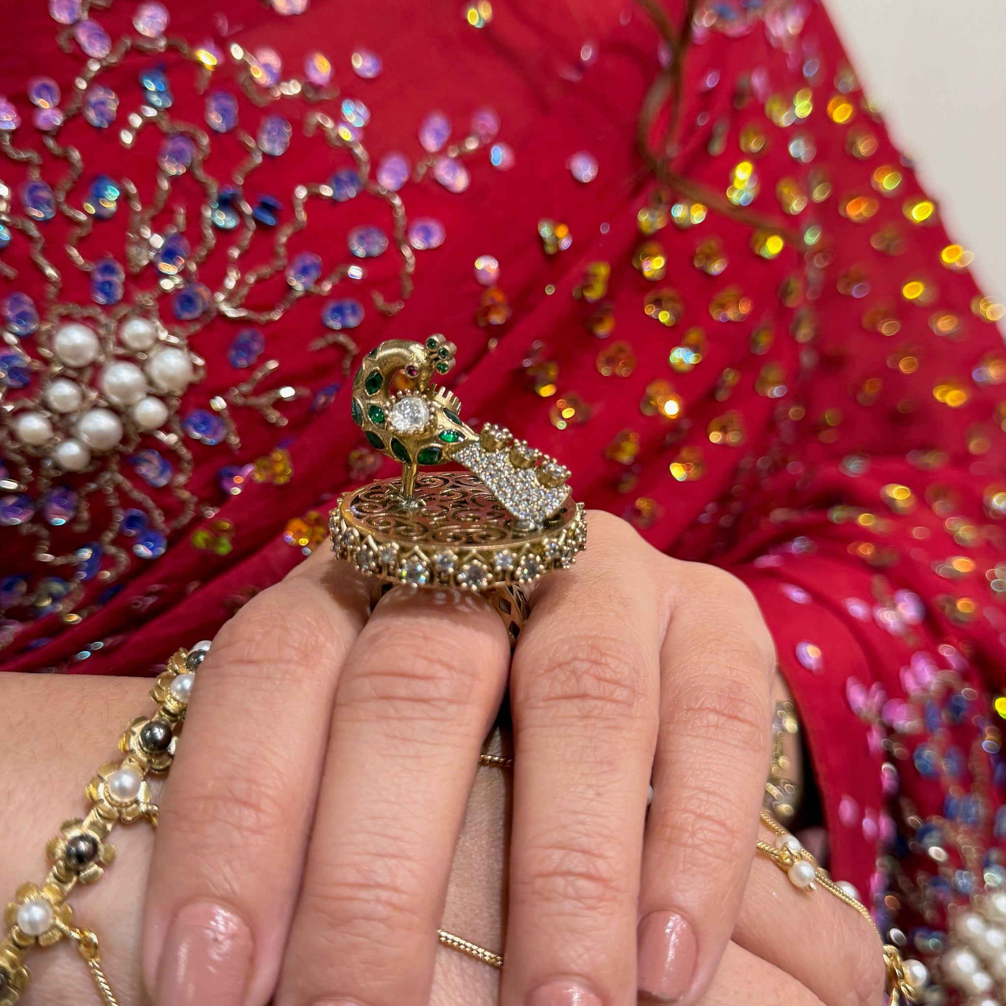 Nayaab peacock ring adjustable