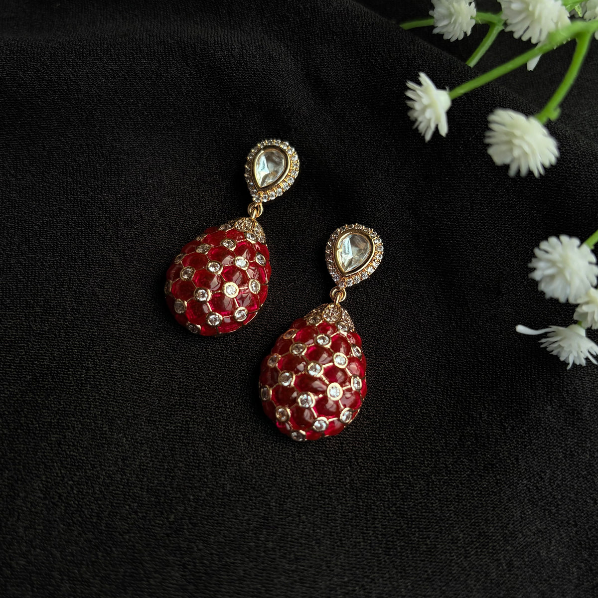 Ruhana Ruby Drop Earrings
