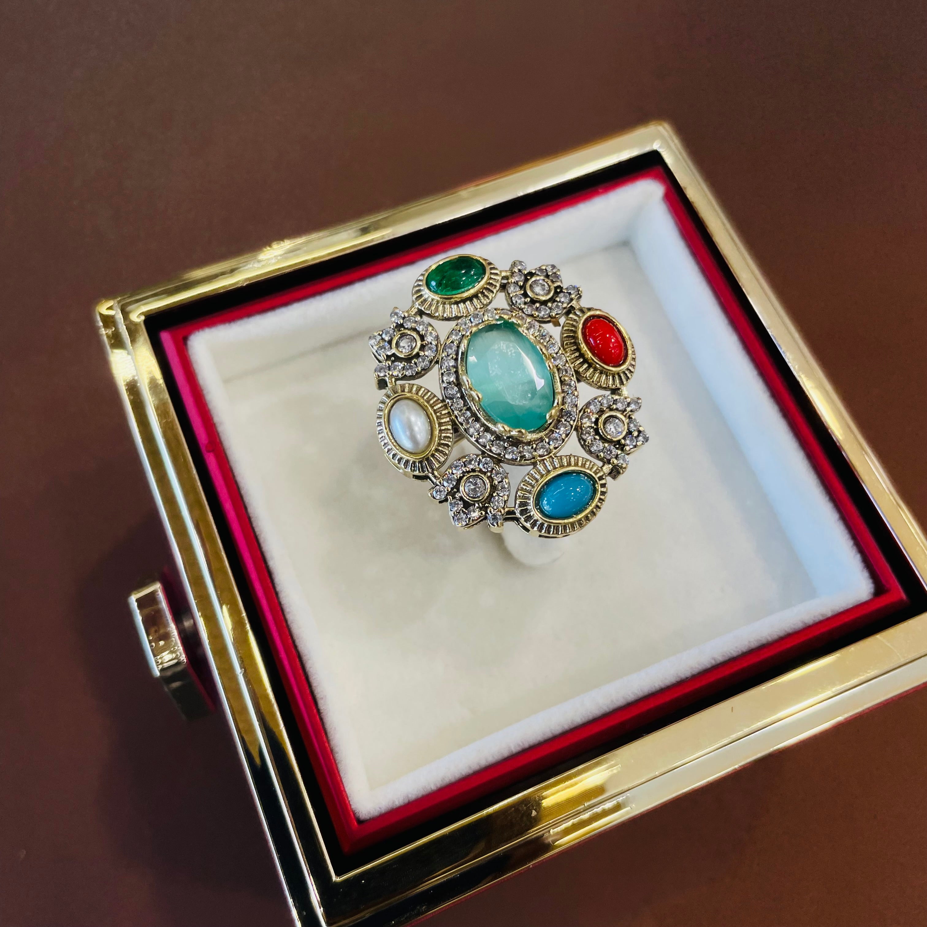 Nayaab Tarini Combo set - pendant,studs,ring-adjustable