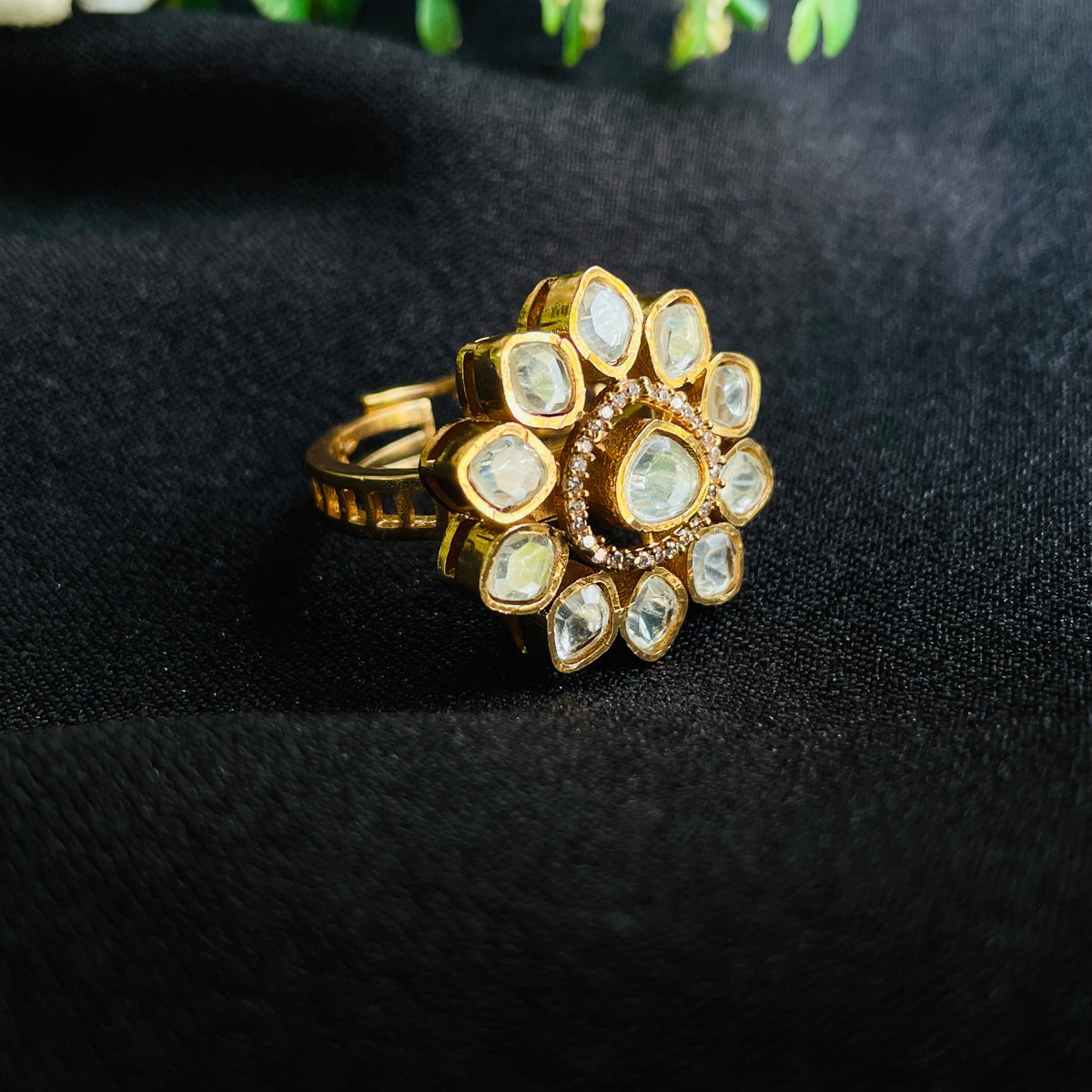 Nayaab Anamika Polki Ring adjustable