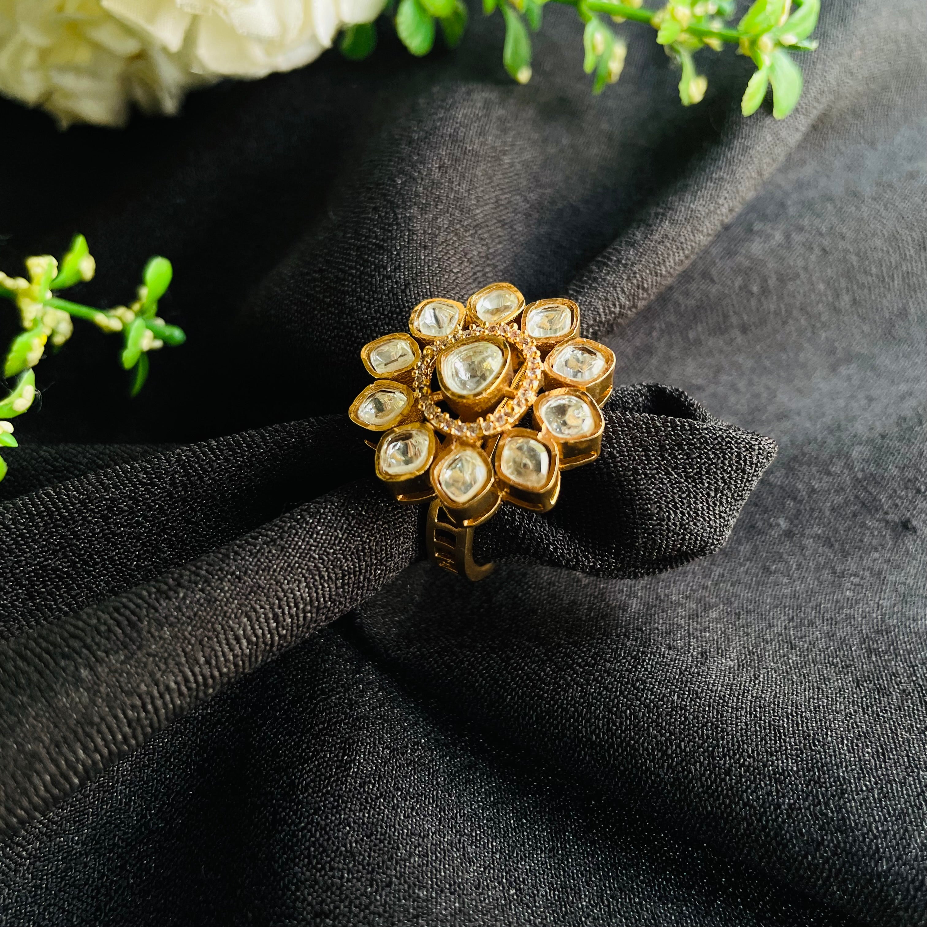 Nayaab Anamika Polki Ring adjustable