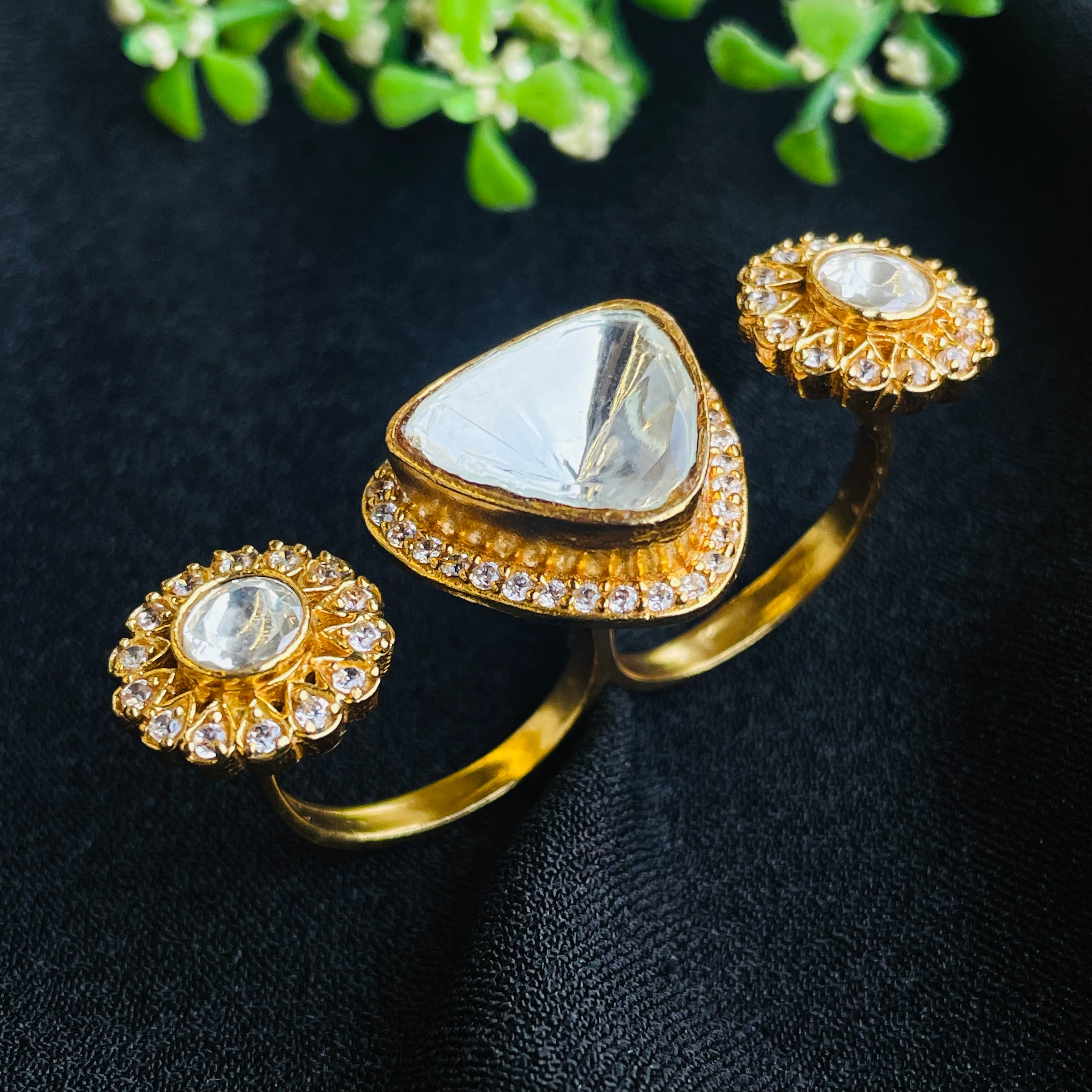 Nayaab Malika Polki Ring adjustable
