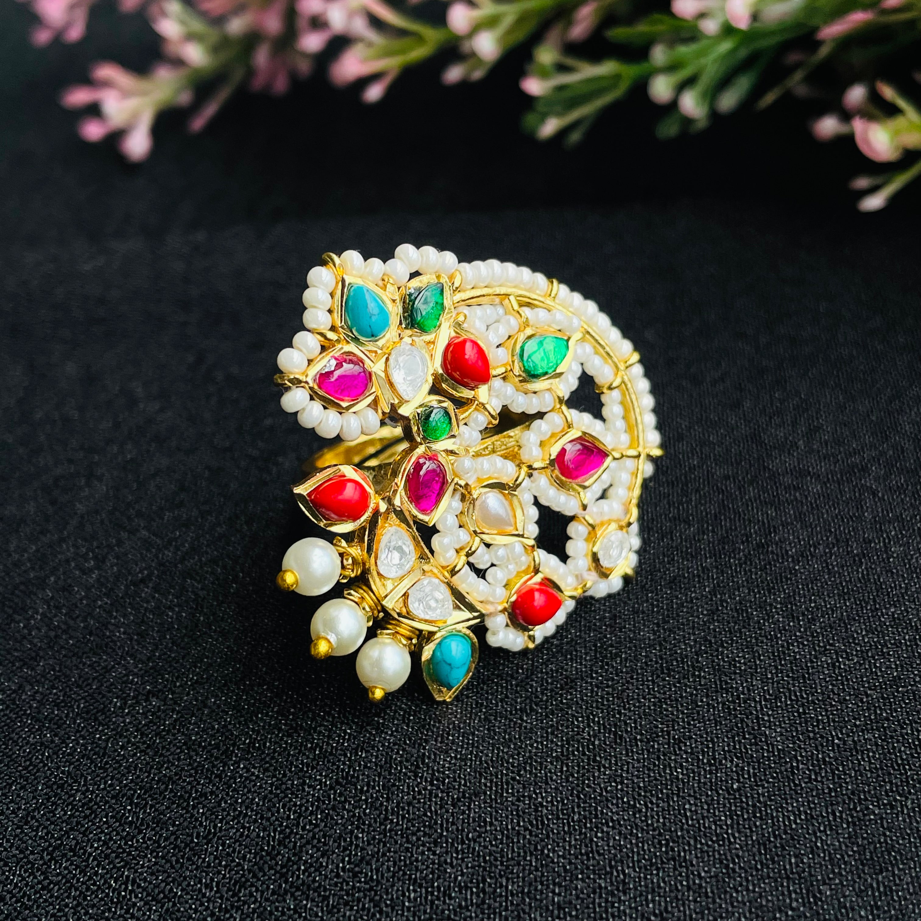 Nayaab multi pearl Ring adjustable