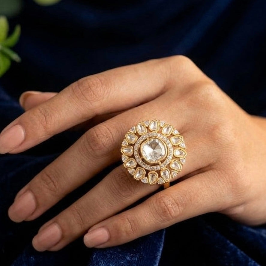 Nayaab Alima Polki Ring adjustable