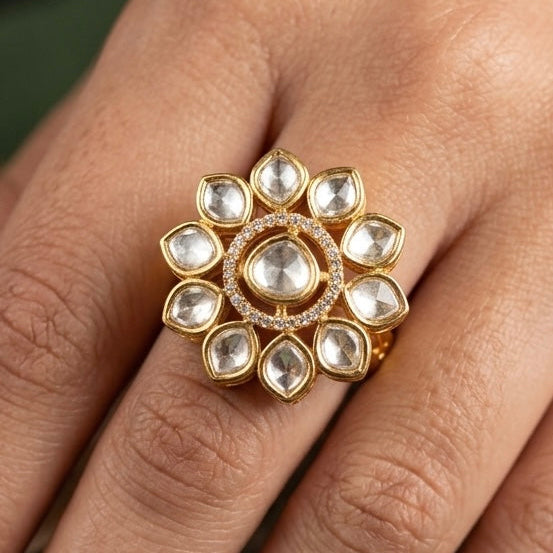 Nayaab Anamika Polki Ring adjustable
