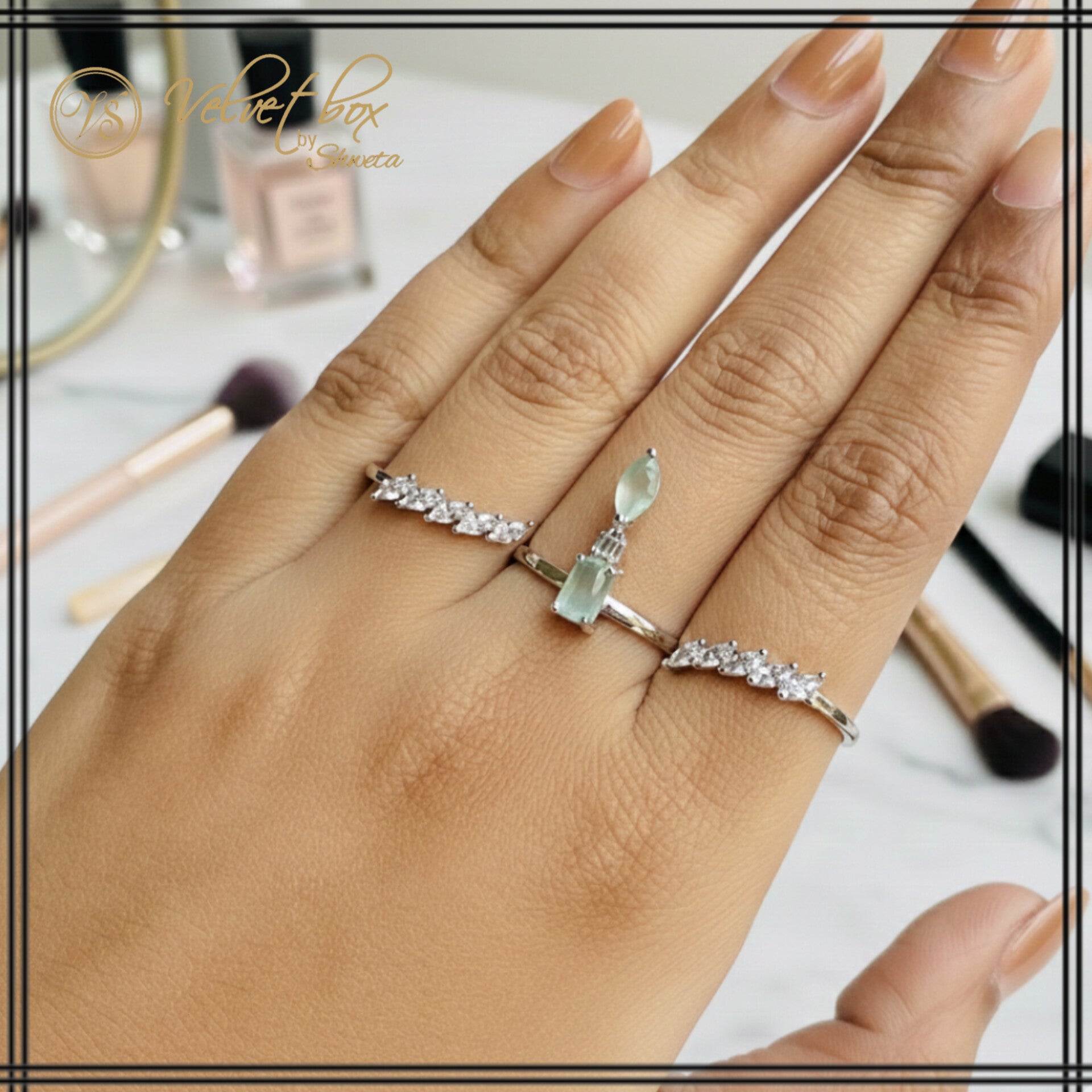 Ad Olivia ring-Mint green adjustable