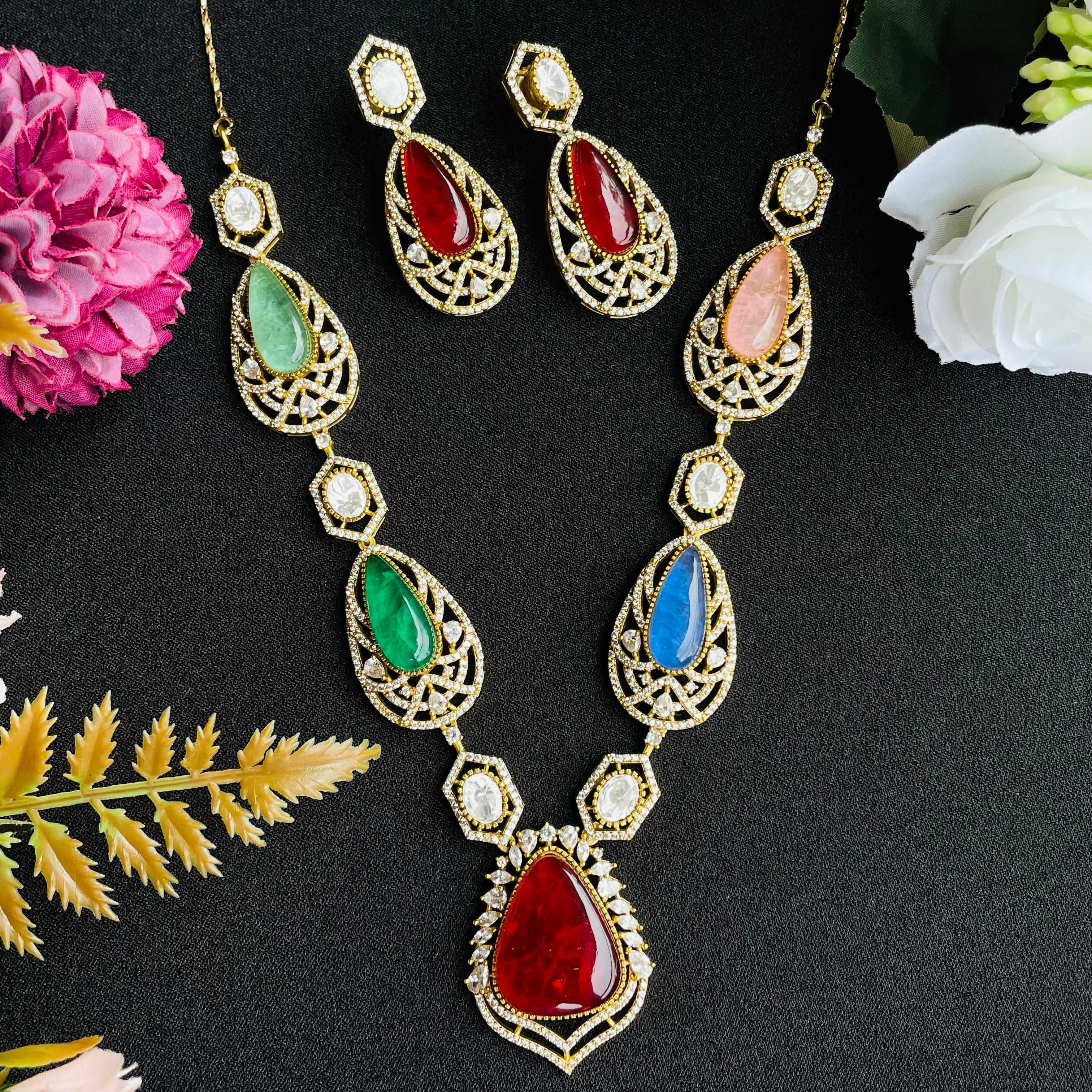 Nayaab Binal Multi Polki Neckpiece
