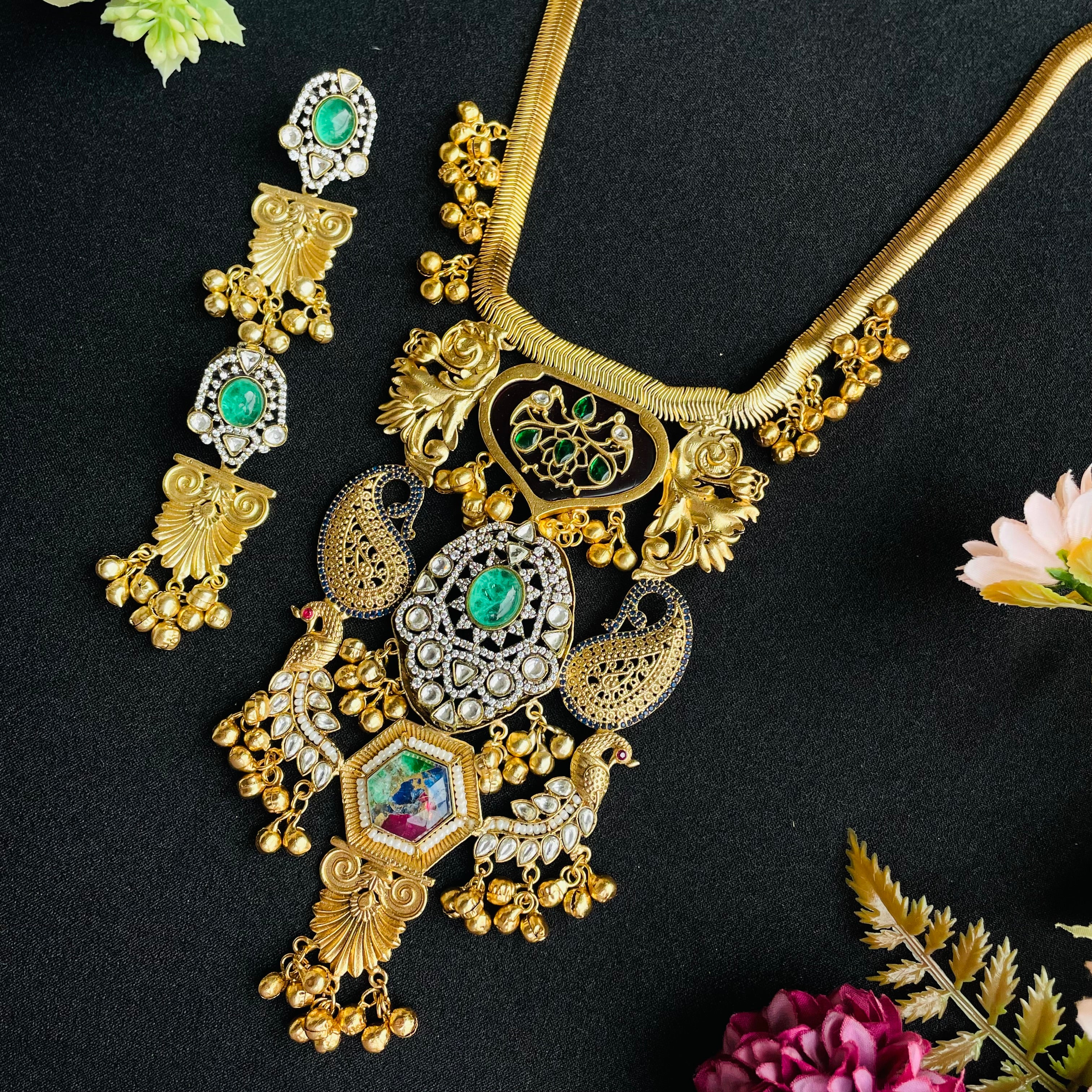 Nayaab Adira Polki layered Neckpiece