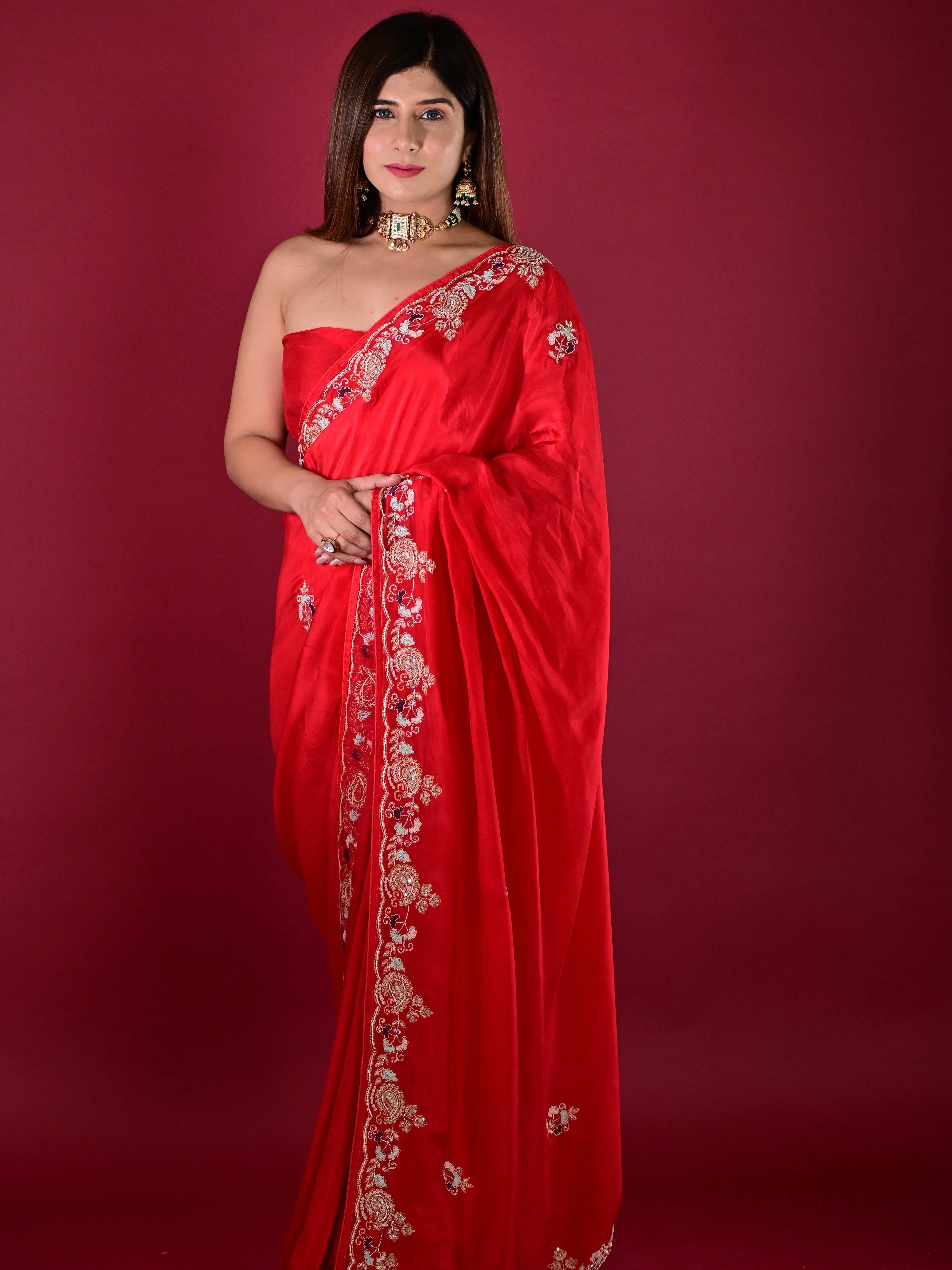 Red Rose Saree