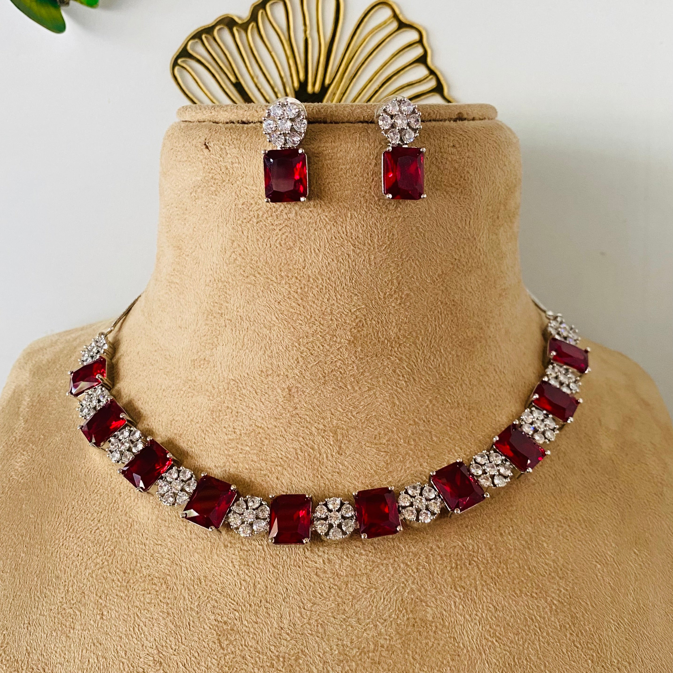 Ad leena Neckpiece with ring bracelet combo adjustable