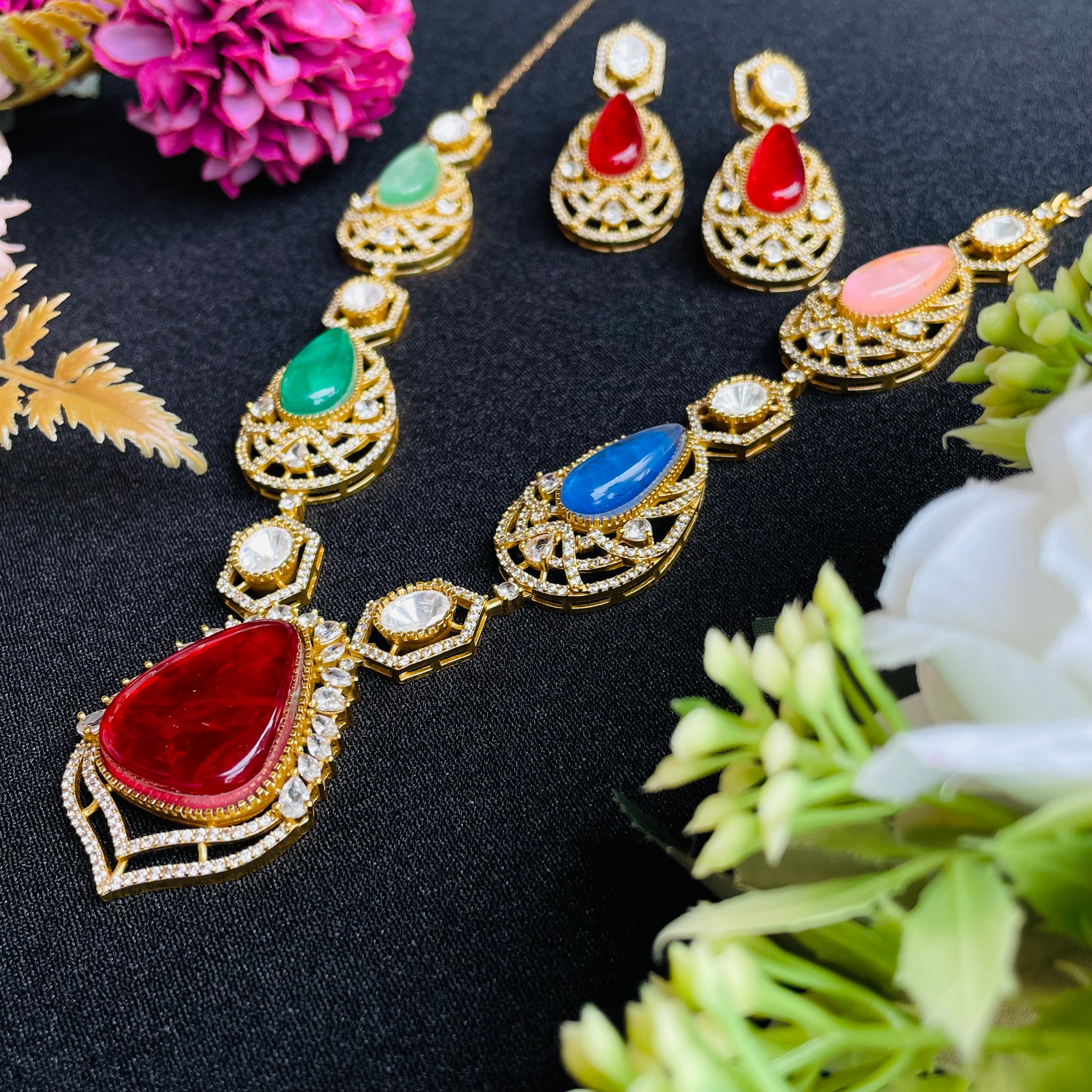 Nayaab Binal Multi Polki Neckpiece