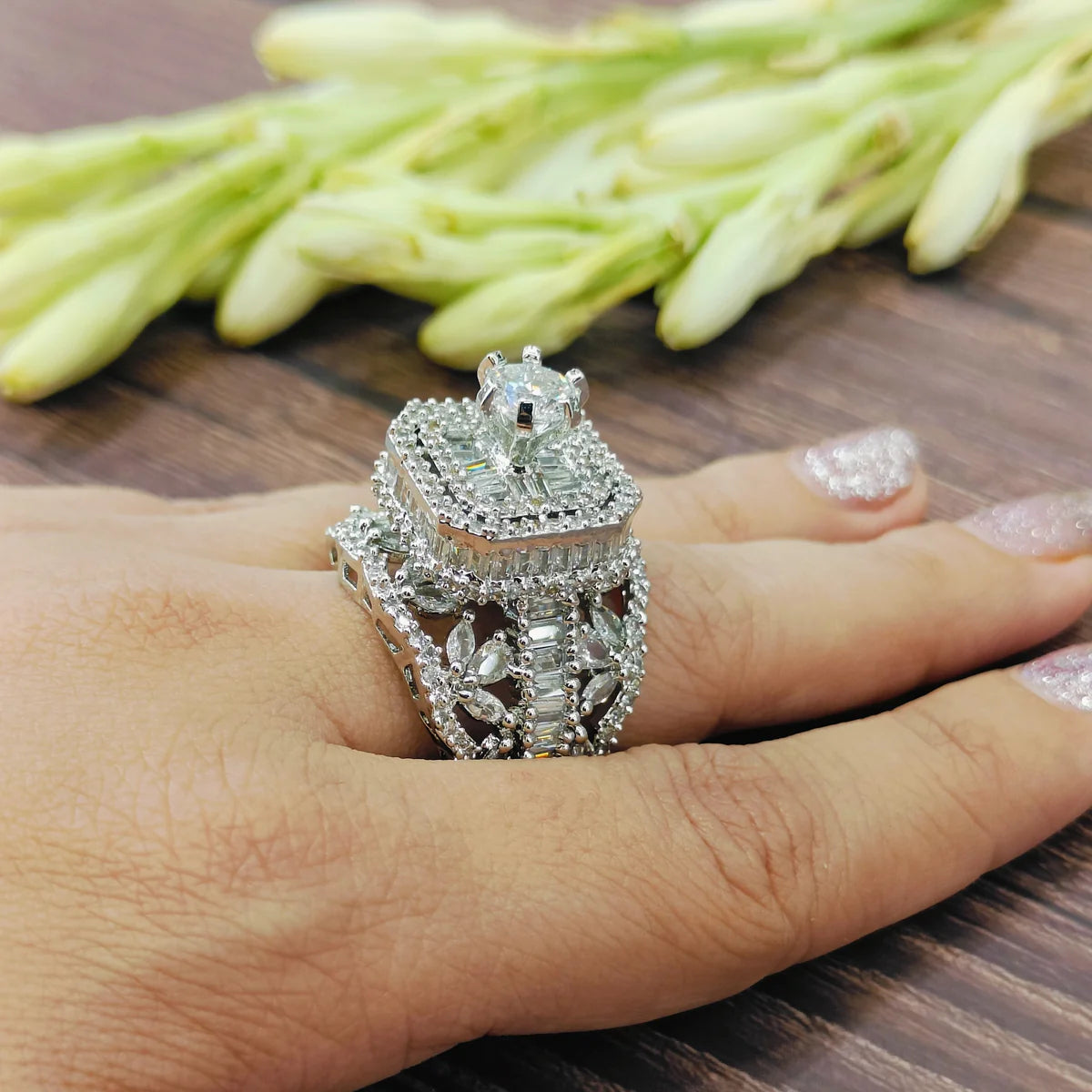 Ad Marya ring with studs combo