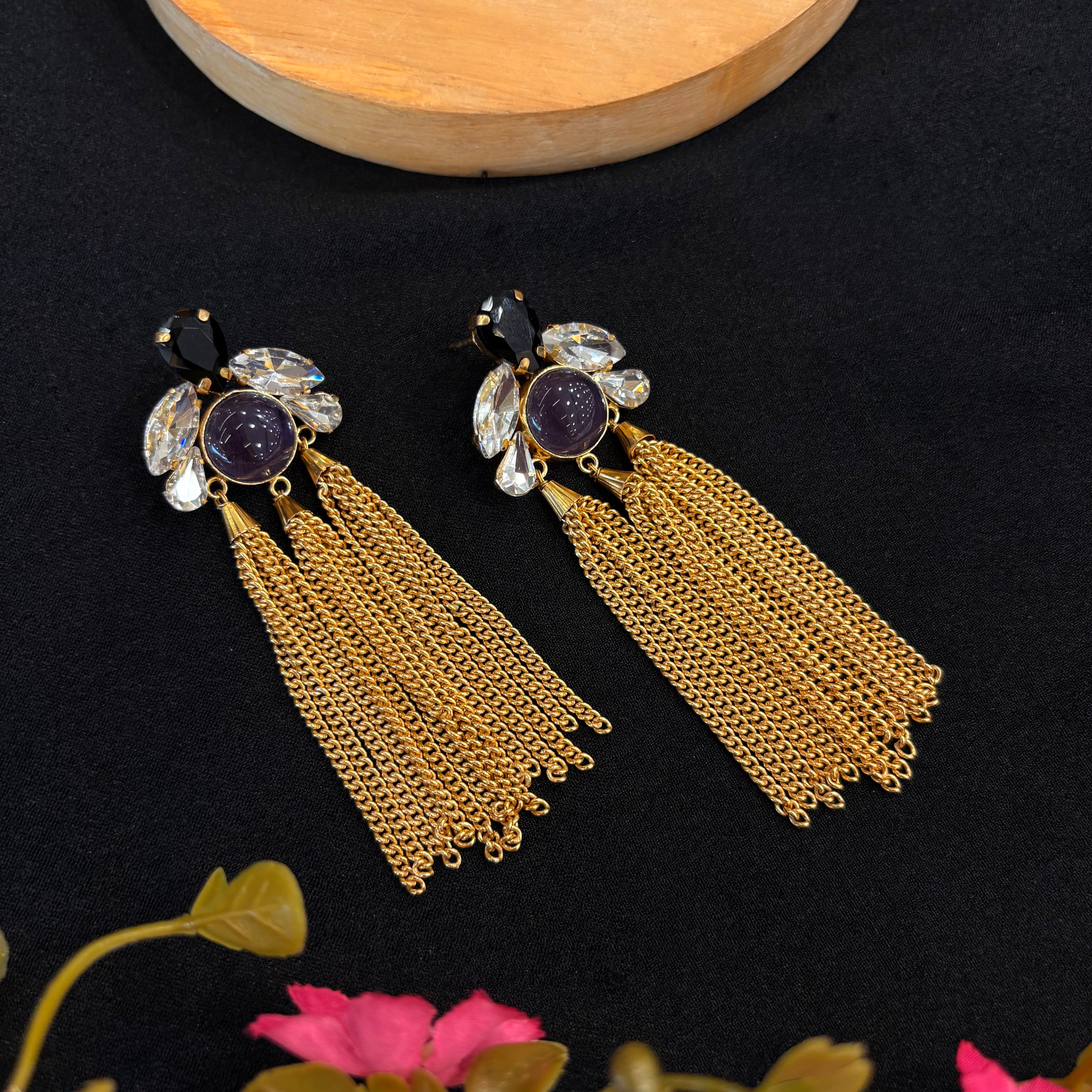 Amethyst Noir Cascade Earrings