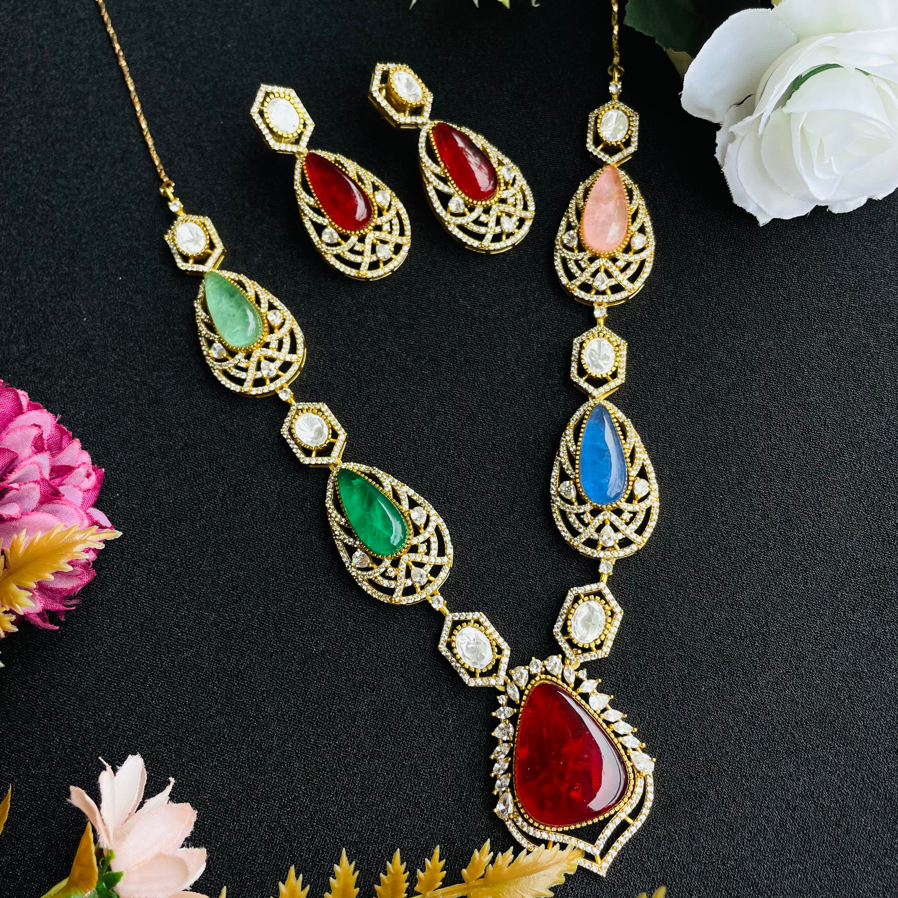 Nayaab Binal Multi Polki Neckpiece