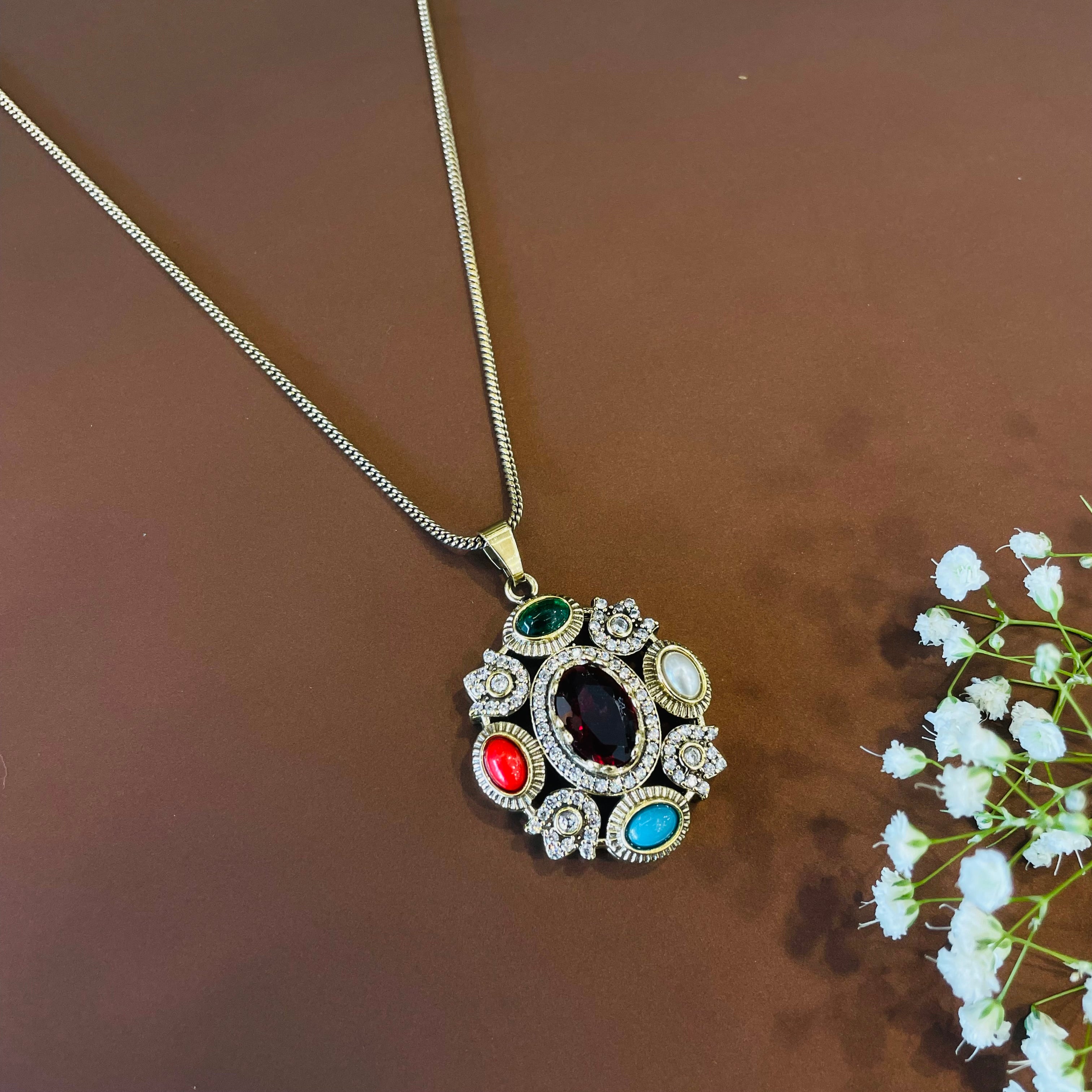 Nayaab Tarini Combo set - pendant,studs,ring-adjustable