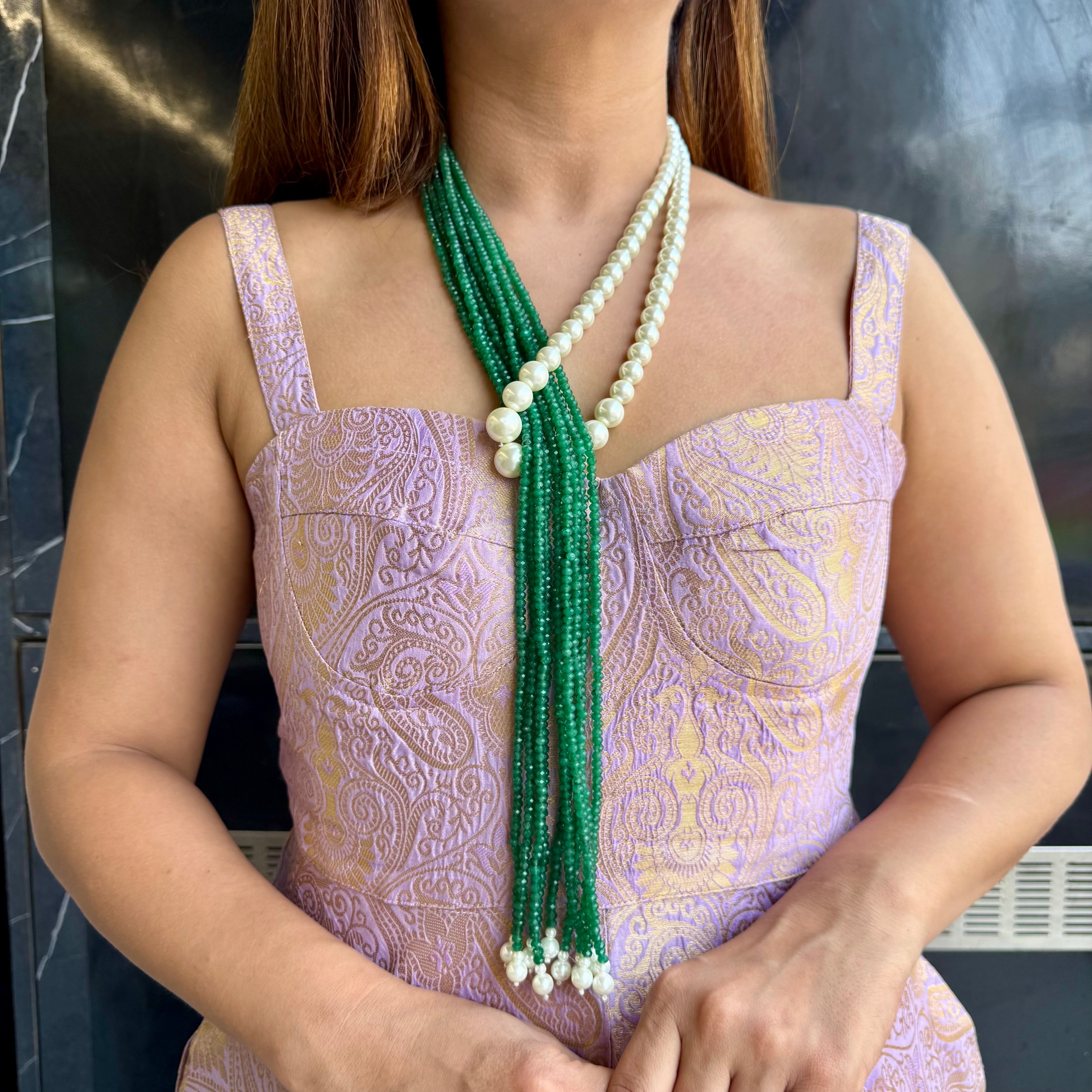 Nayaab Sara Pearl Long Neckpiece