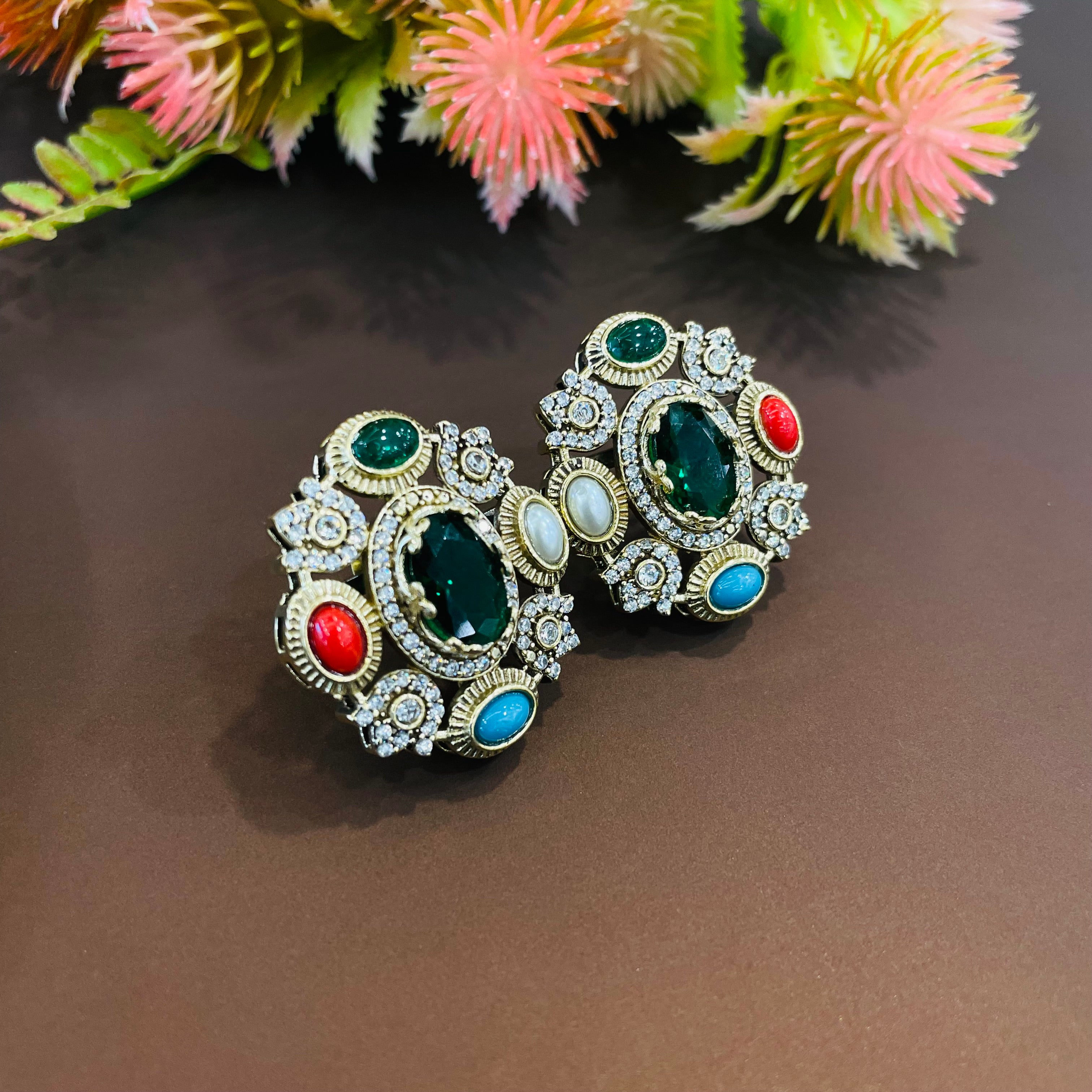 Nayaab Aliza Navratan Studs