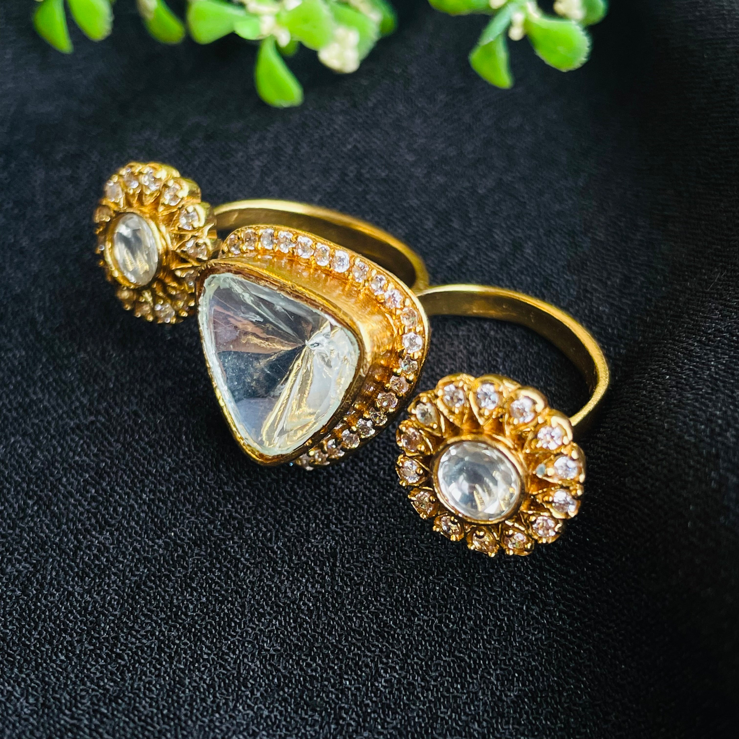 Nayaab Malika Polki Ring adjustable
