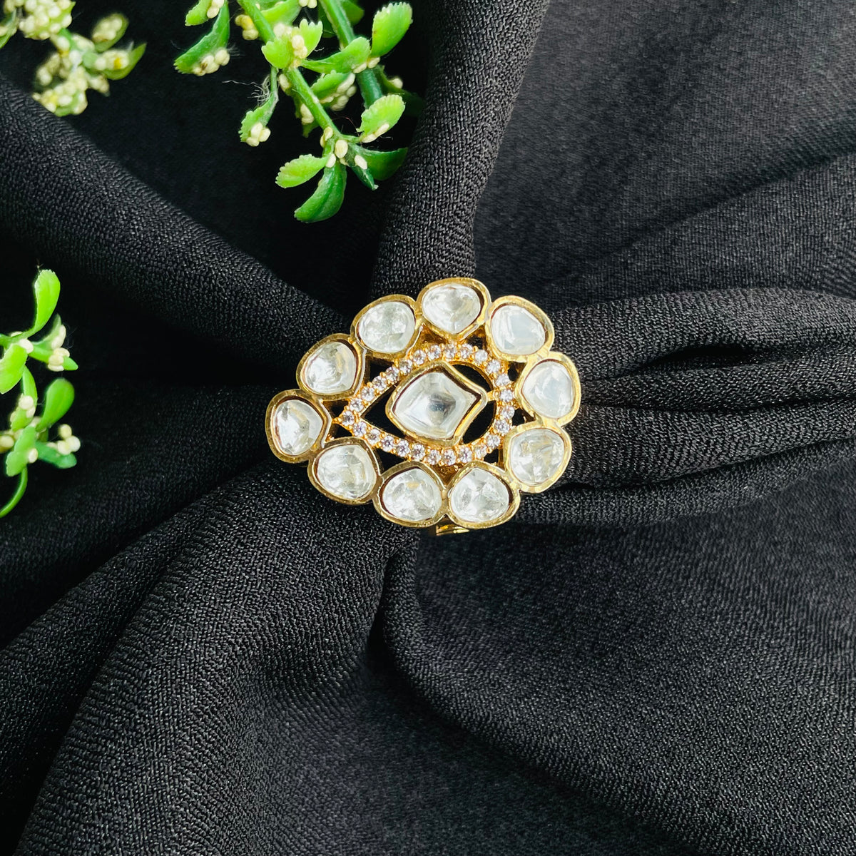 Nayaab Shreya Polki Ring adjustable