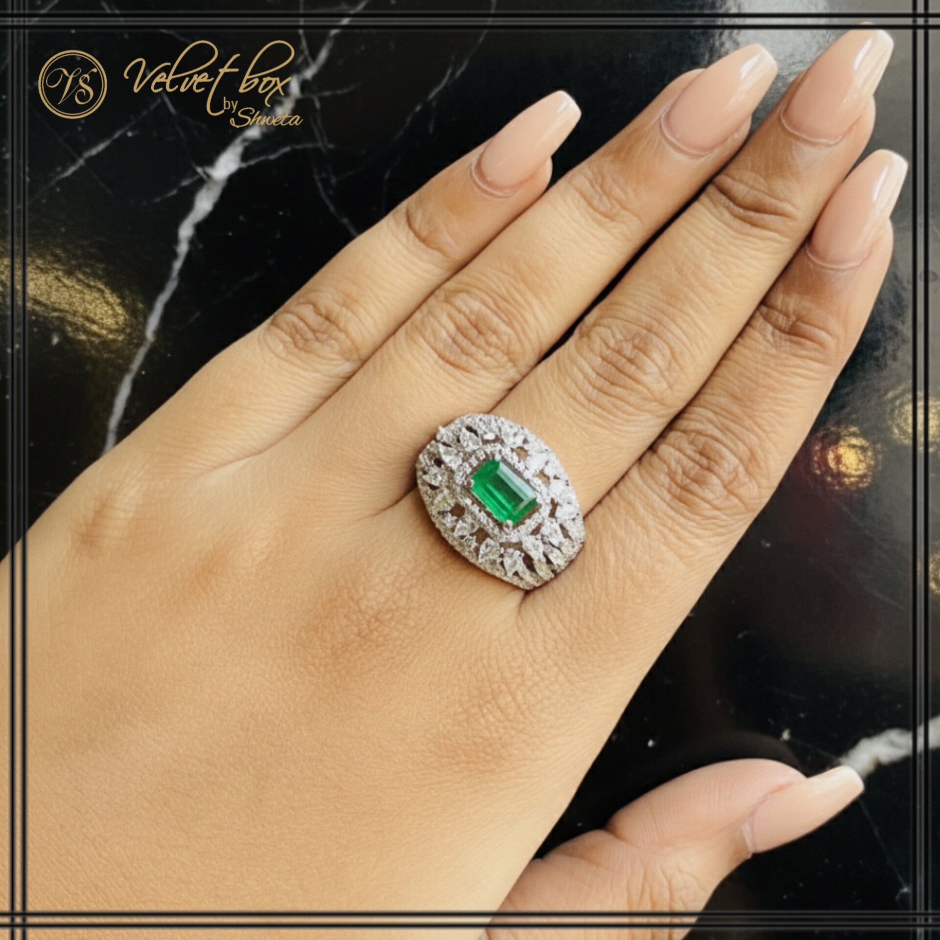 Ad belle ring-Green adjustable