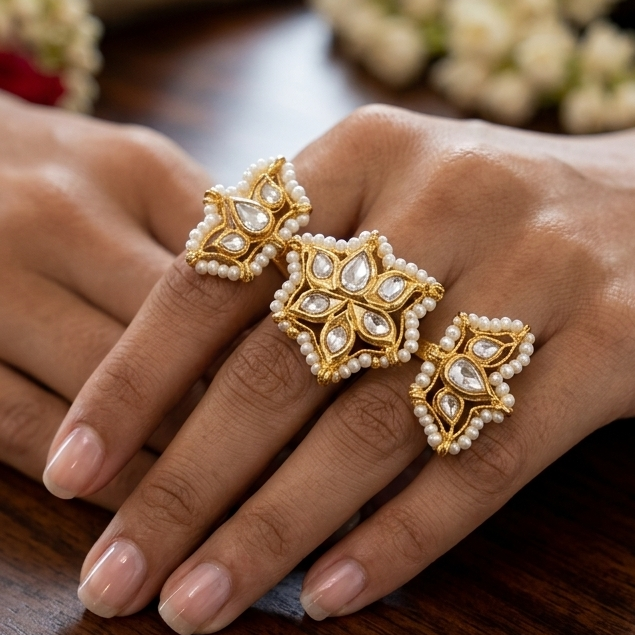 Nayaab Soni Polki Ring adjustable