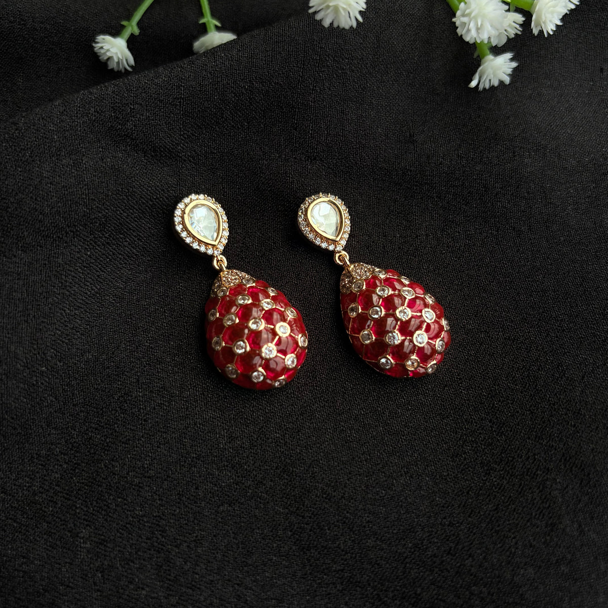 Ruhana Ruby Drop Earrings