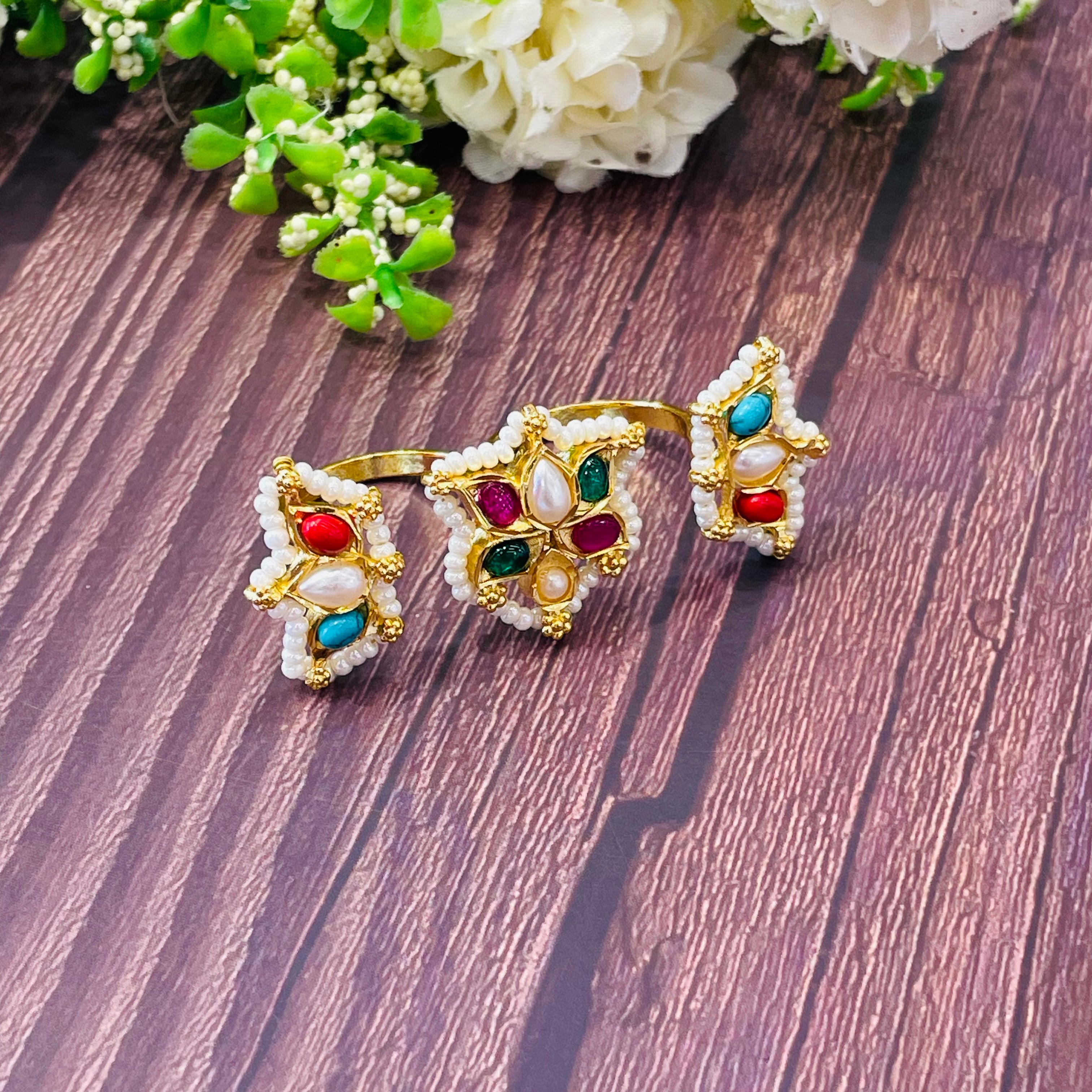 Nayaab Soni Polki Ring adjustable
