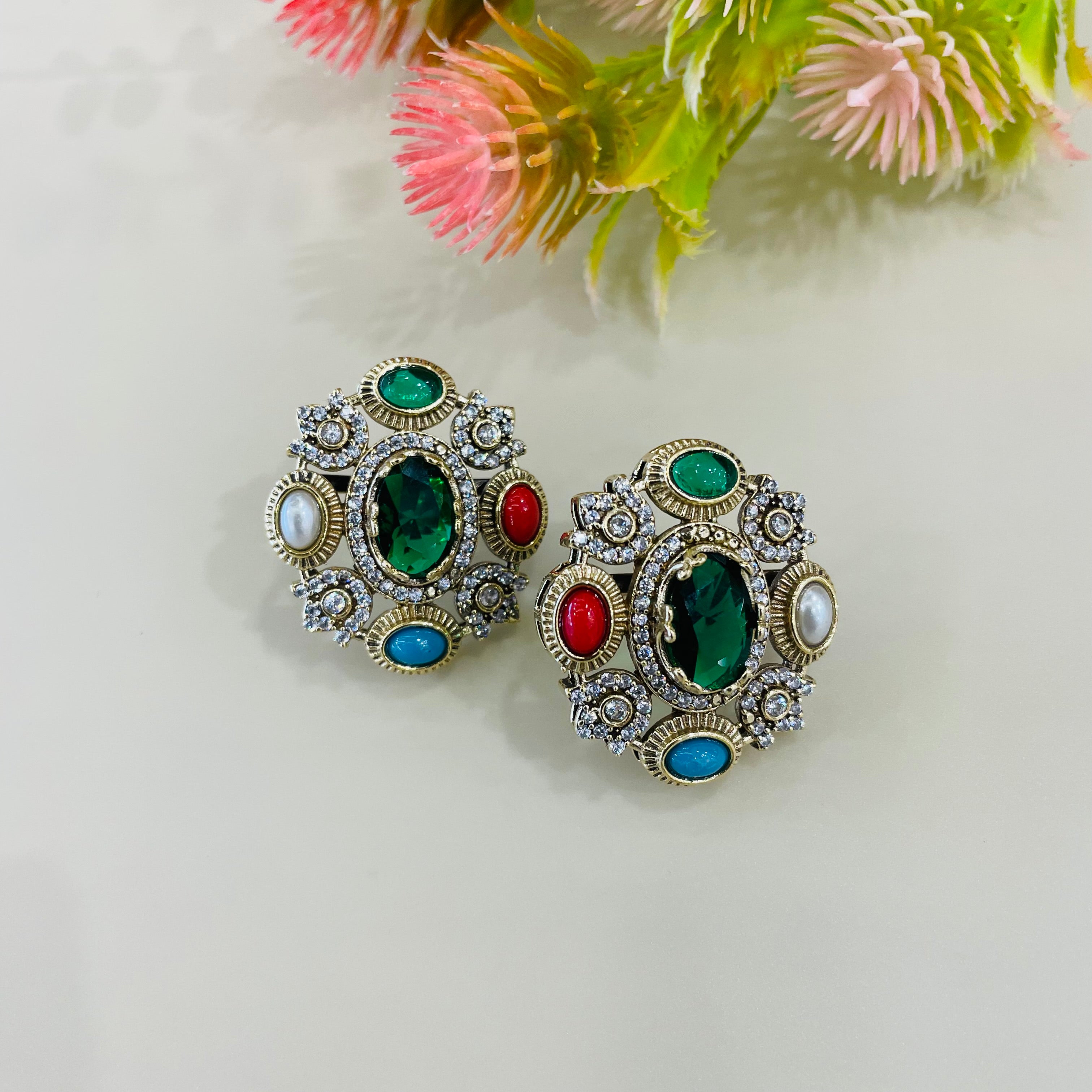 Nayaab Aliza Navratan Studs