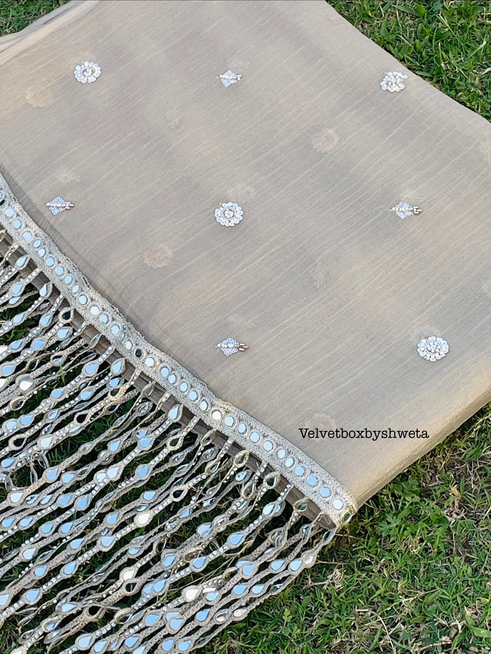 Golden Tissue Mirror Saree