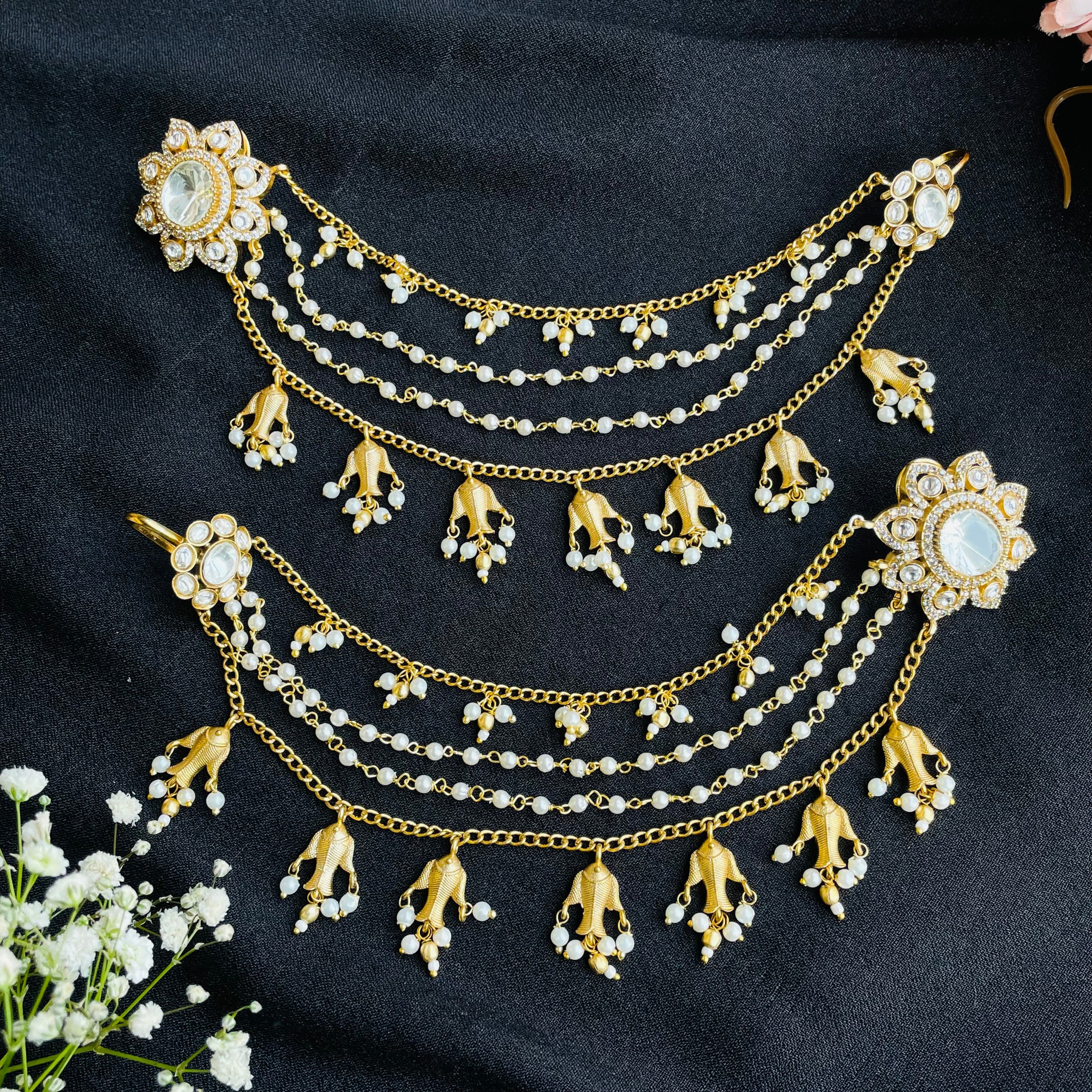 Nayaab aina earrings with kanchain