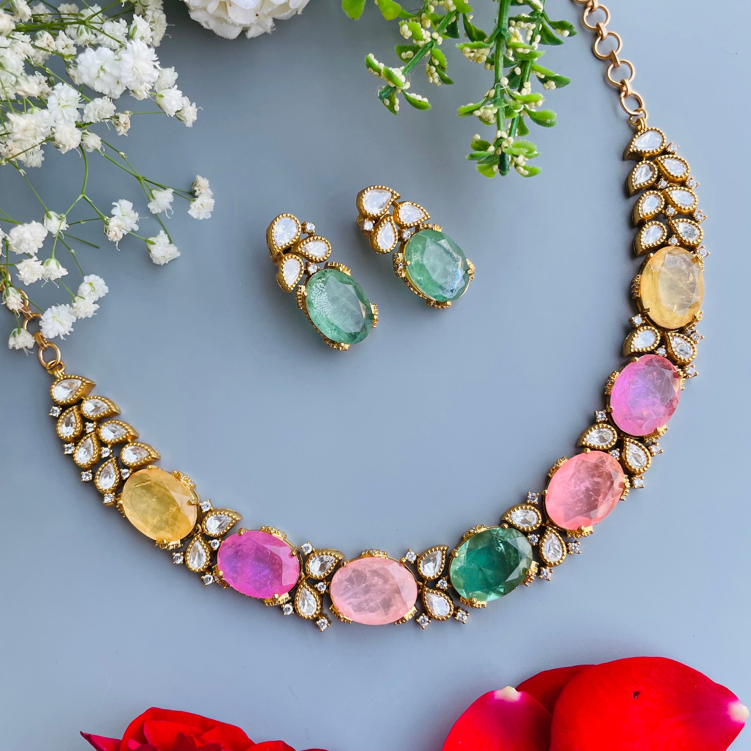 Nayaab Navratna Multi  Neckpiece