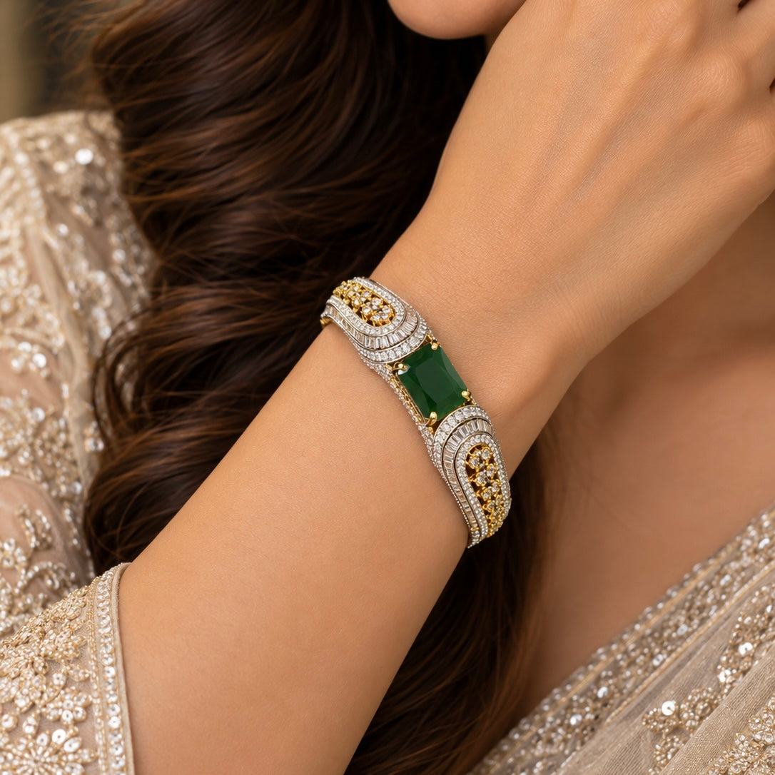 Aaradhya Emerald Cuff Bracelet
