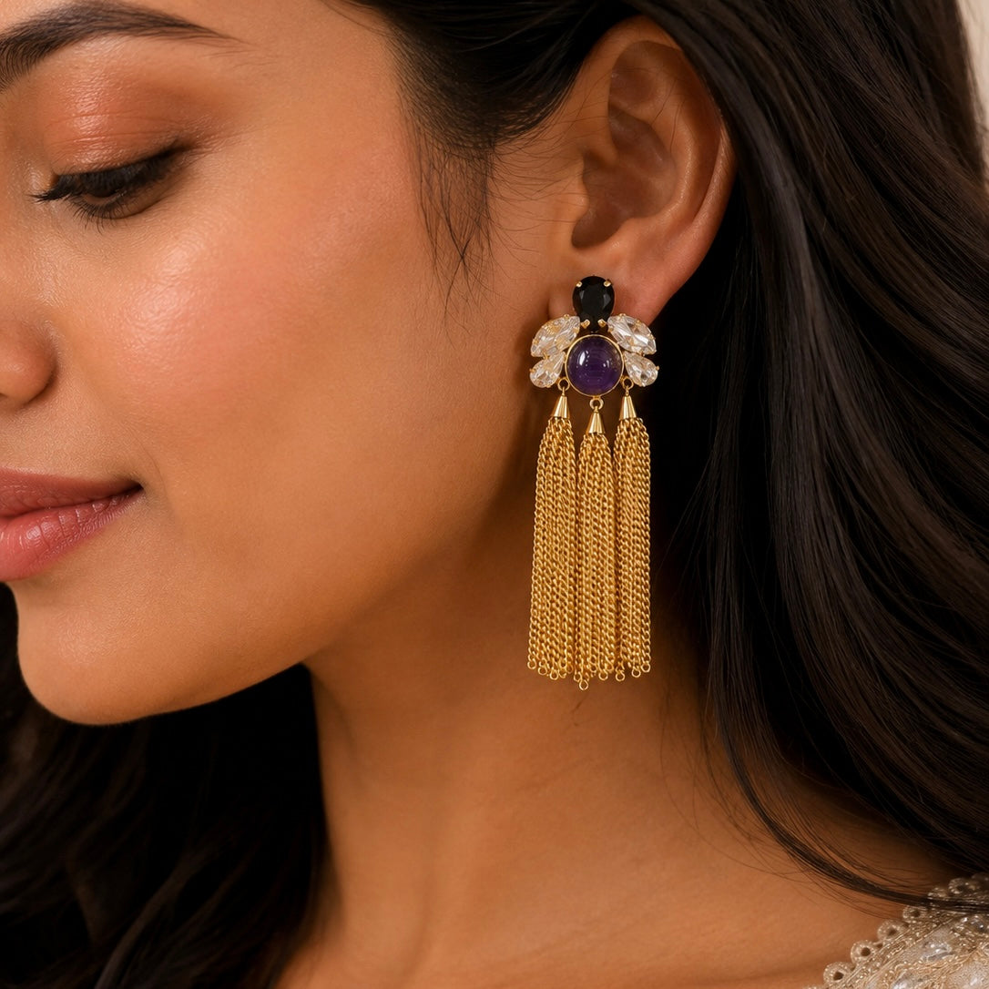 Amethyst Noir Cascade Earrings