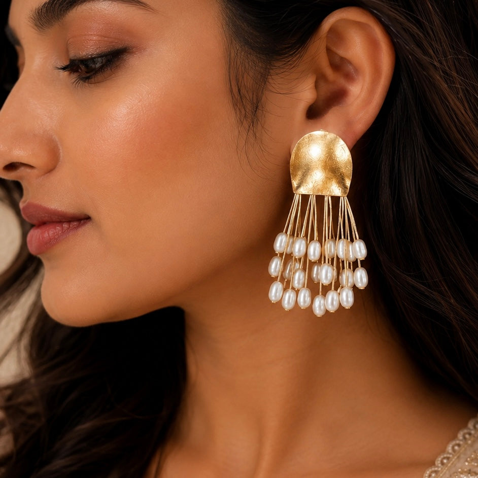 Pearl Cascade Tassel Earrings