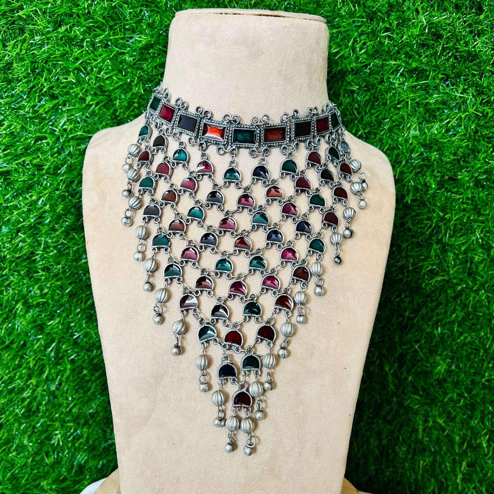 Oxidized Vertical Choker Velvet box by Shweta