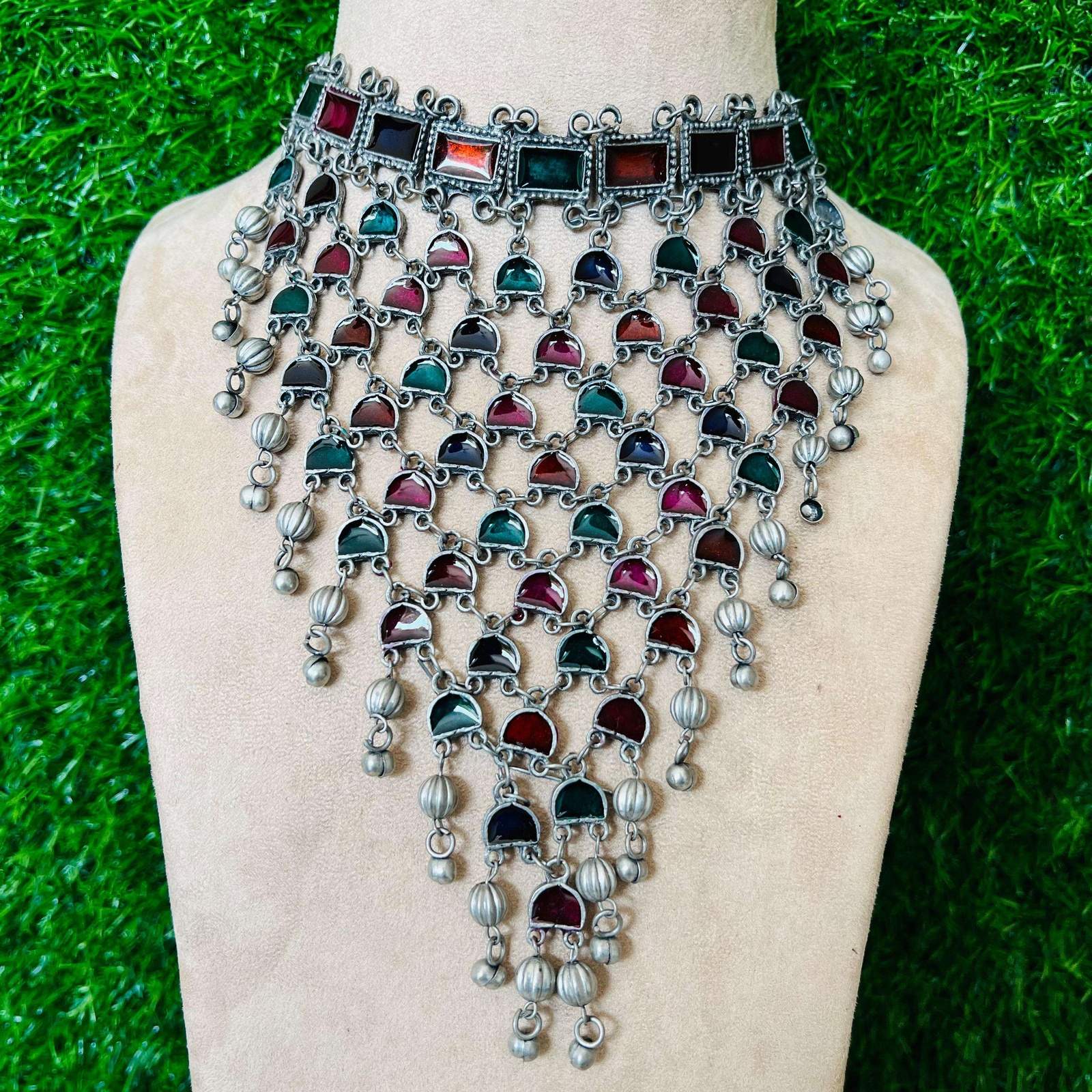 Oxidized Vertical Choker Velvet box by Shweta